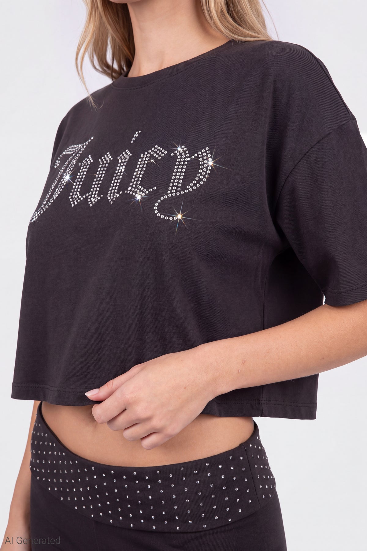 Alt View 5. Juicy Couture Rhinestone T-Shirt & Pant Set - Black