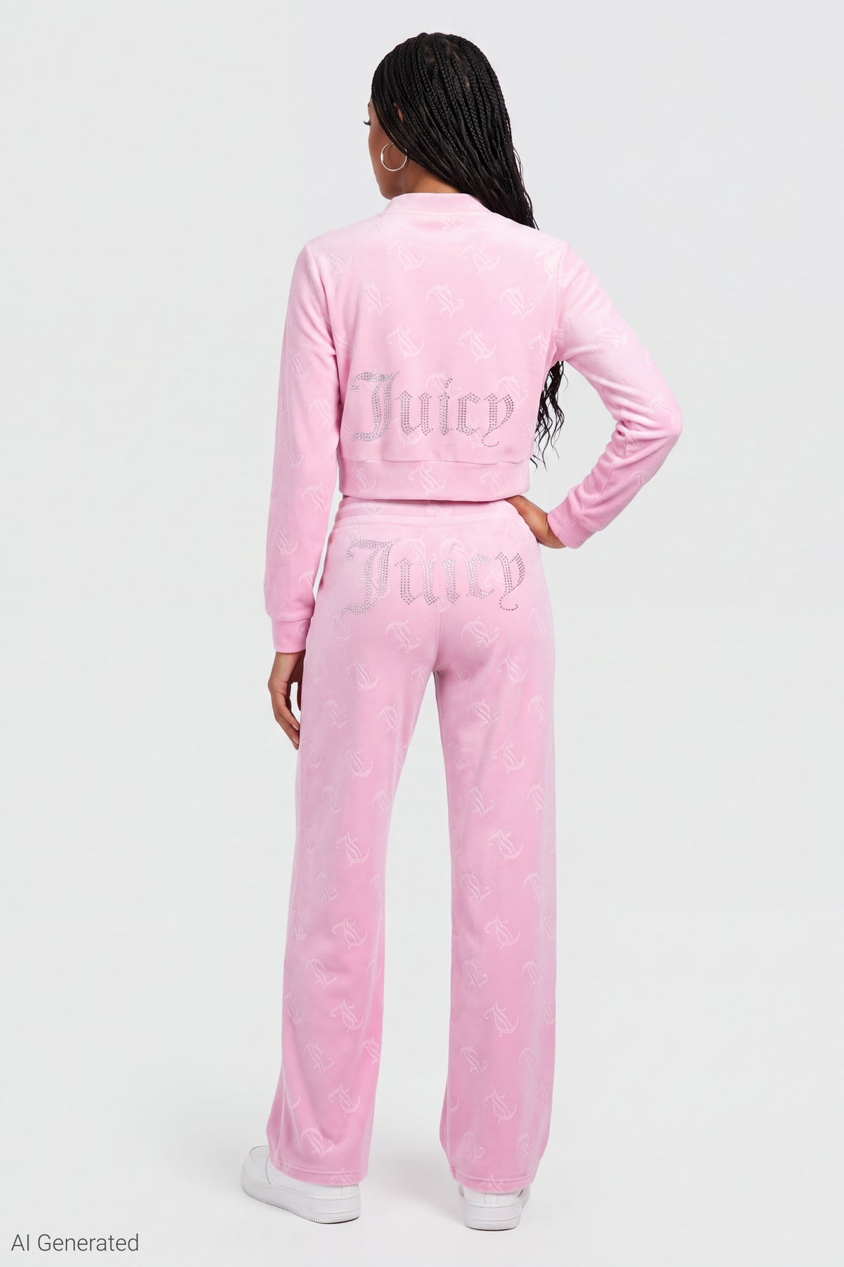 Alt View 2. Juicy Couture Velour Quarter Zip & Pant Set - Light Pink