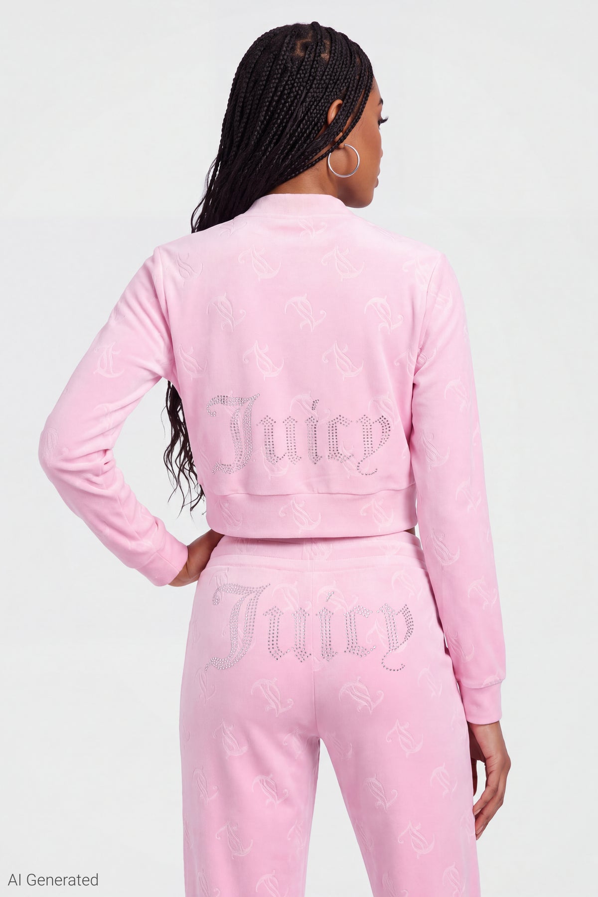 Alt View 4. Juicy Couture Velour Quarter Zip & Pant Set - Light Pink
