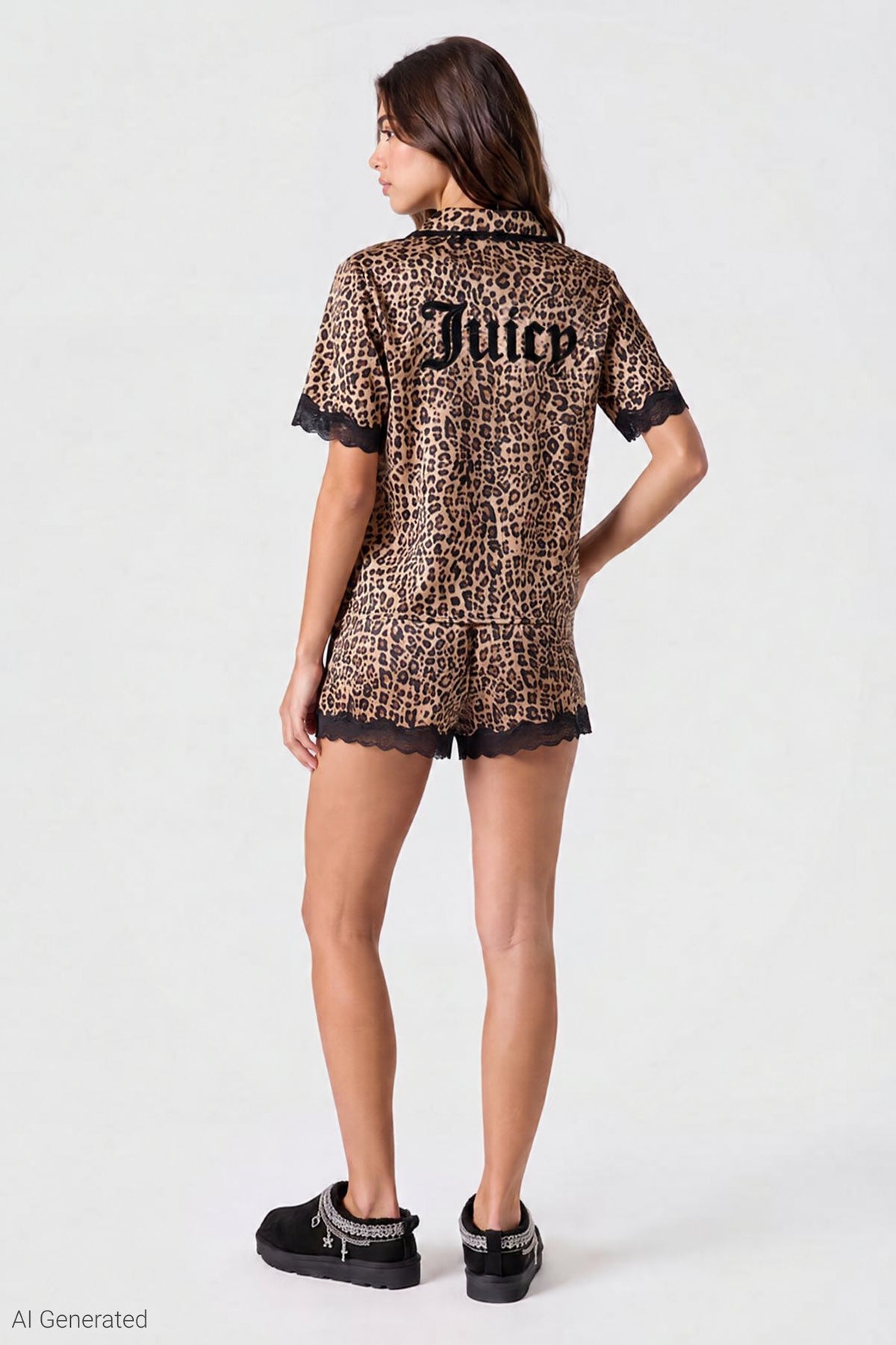 Alt View 2. Juicy Couture Cheetah Velour Top & Short Set - Leopard