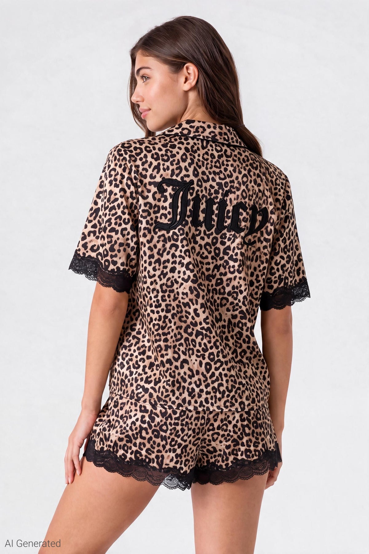 Alt View 4. Juicy Couture Cheetah Velour Top & Short Set - Leopard
