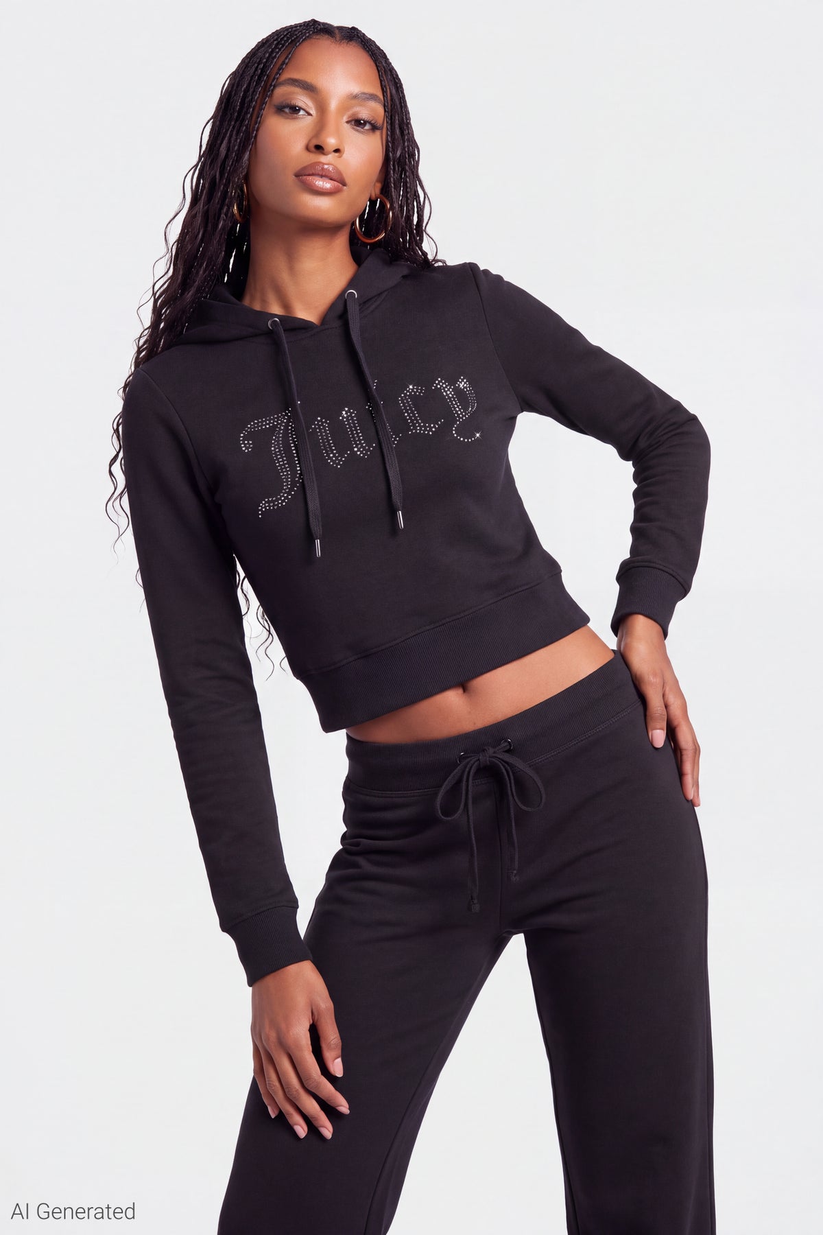 Alt View 3. Juicy Couture Velour Hoodie & Sweatpant Set - Black