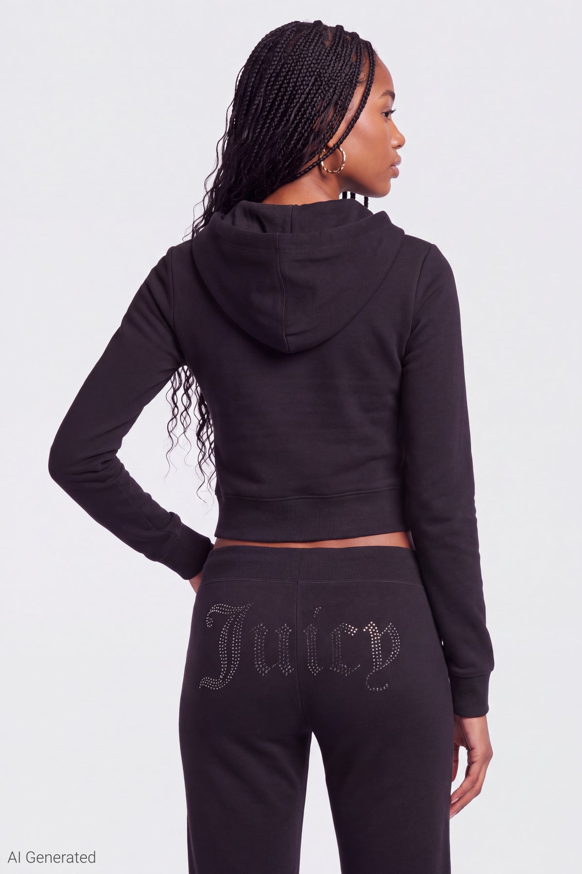 Alt View 4. Juicy Couture Velour Hoodie & Sweatpant Set - Black