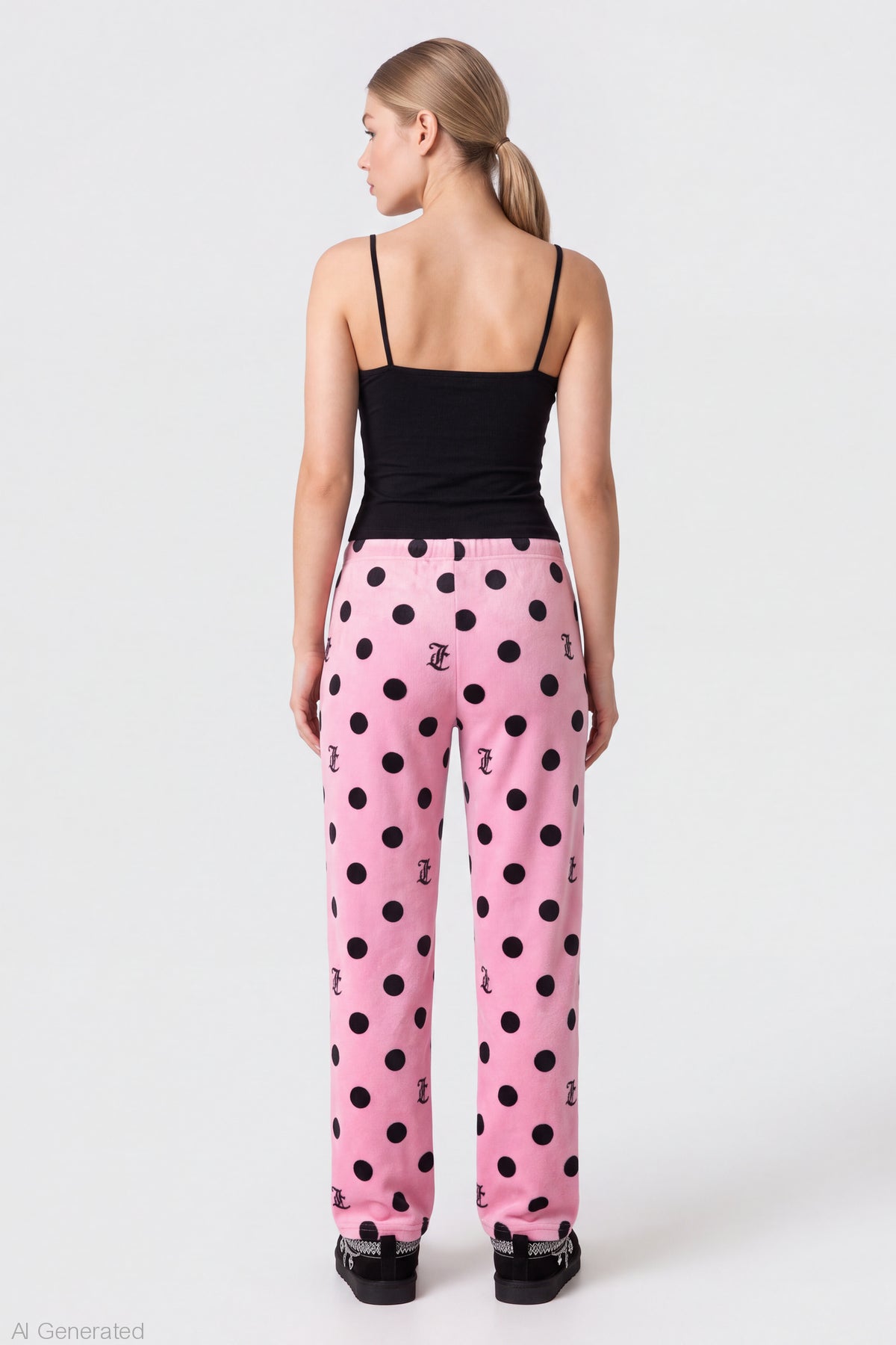 Alt View 2. Juicy Couture Polka Dot Plush Pant - Light Pink
