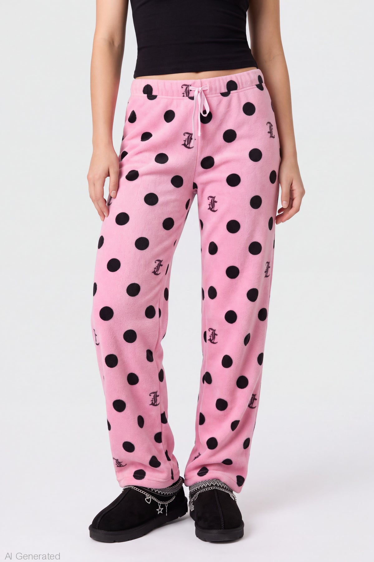 Alt View 3. Juicy Couture Polka Dot Plush Pant - Light Pink