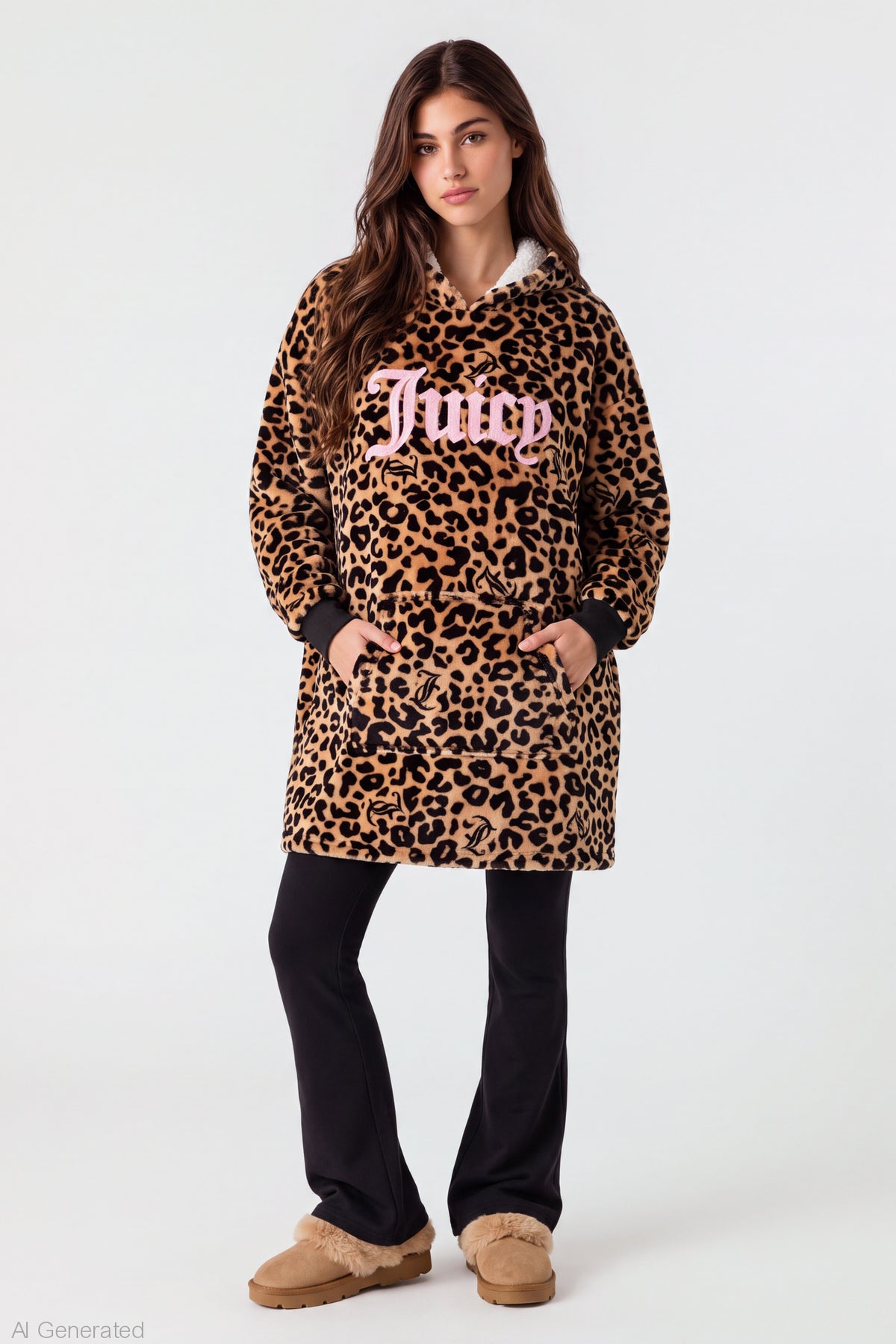 Alt View 3. Juicy Couture Leopard Blanket Hoodie - Leopard