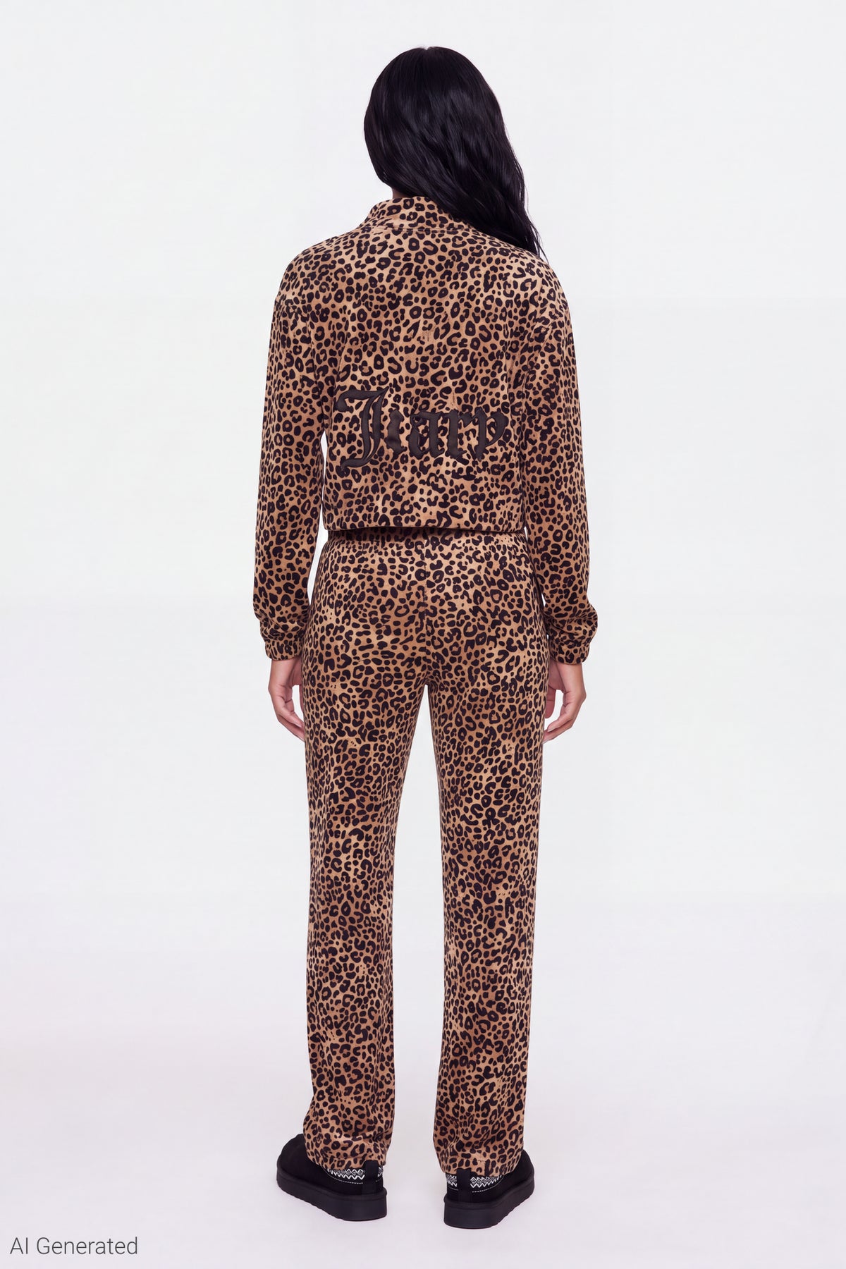 Alt View 2. Juicy Couture Cheetah Velour Quarter Zip & Pant Set - Leopard