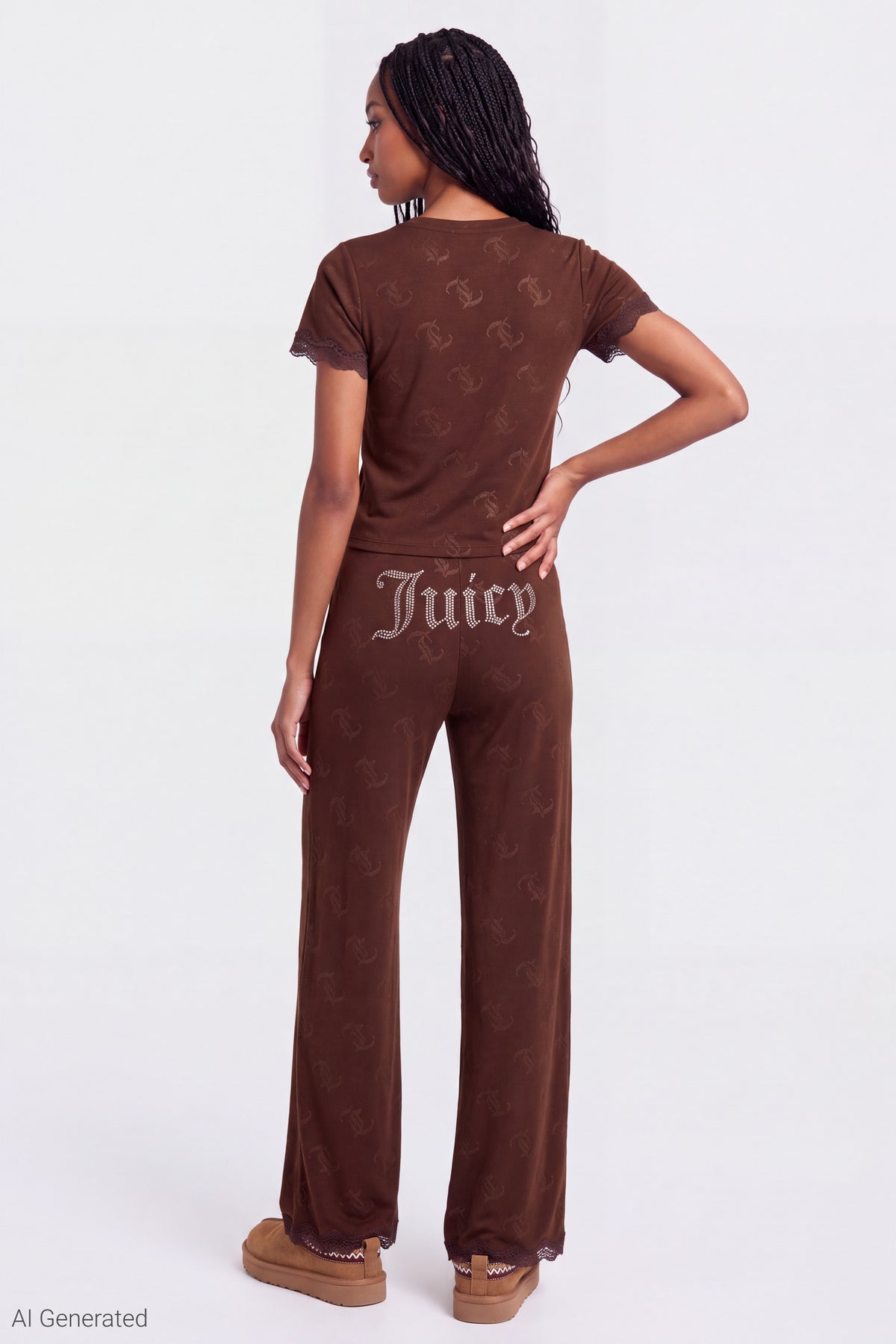 Alt View 2. Juicy Couture Velour T-Shirt & Pant Set - Brown