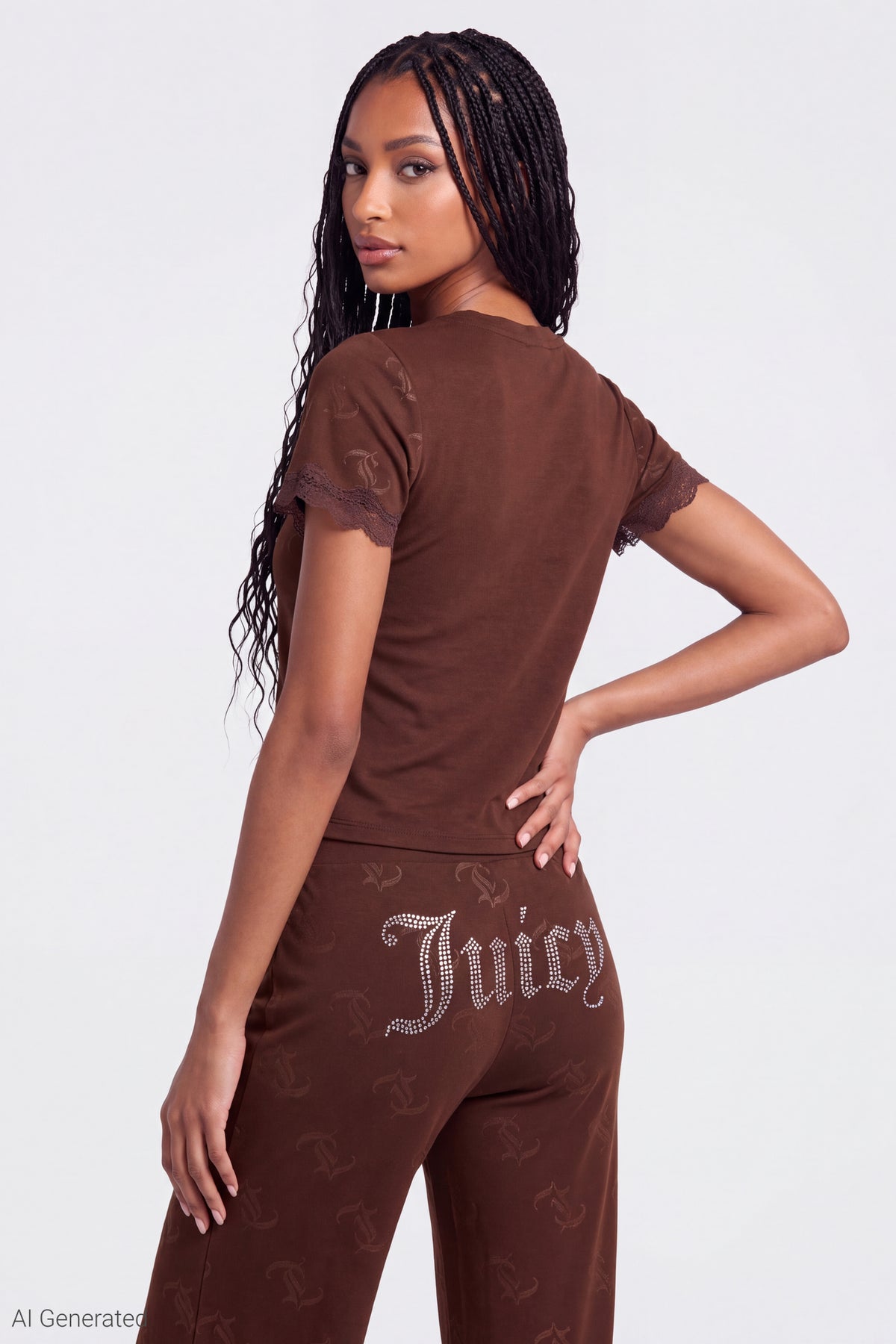 Alt View 4. Juicy Couture Velour T-Shirt & Pant Set - Brown