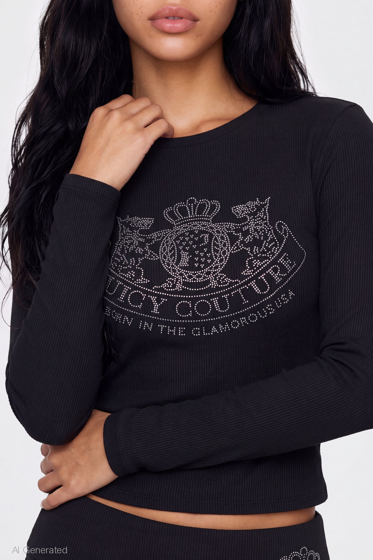 Alt View 5. Juicy Couture Rhinestone Top & Short Set - Black