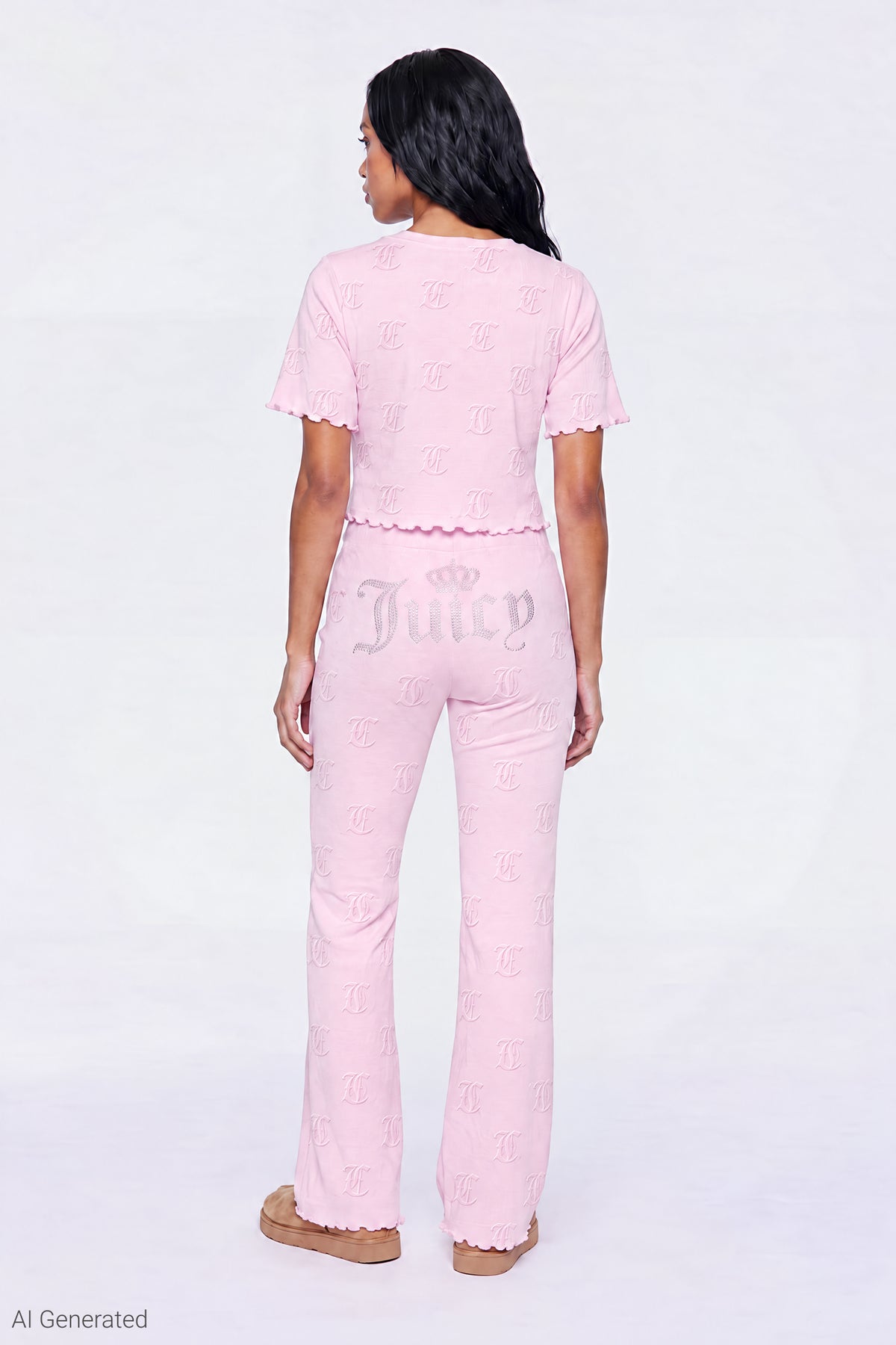 Alt View 2. Juicy Couture Velour T-Shirt & Pant Set - Light Pink