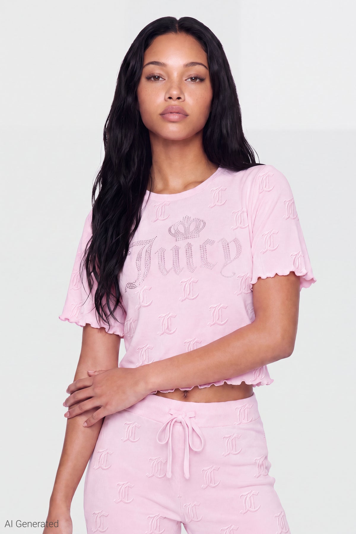 Alt View 3. Juicy Couture Velour T-Shirt & Pant Set - Light Pink