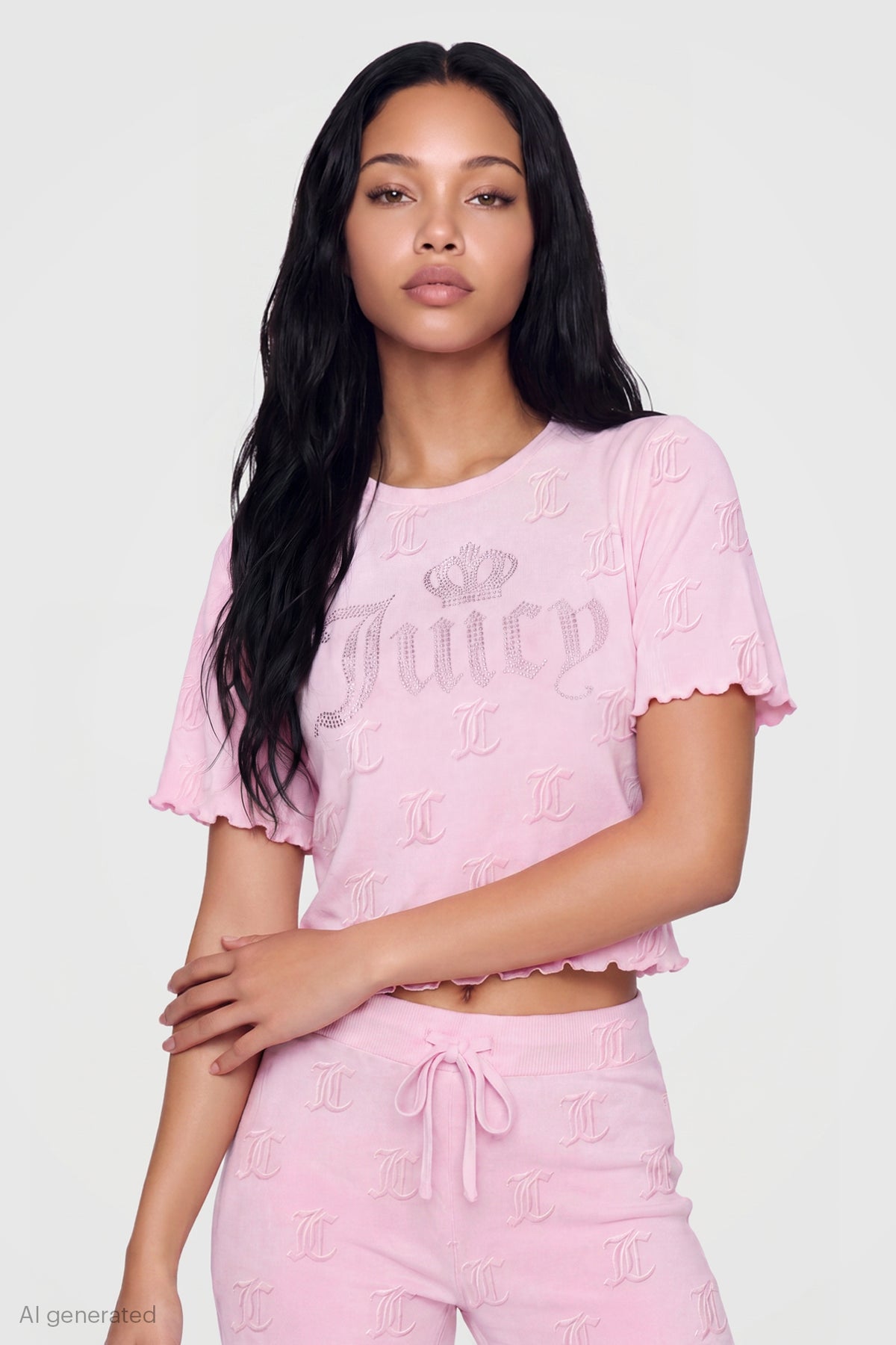 Alt View 3. Juicy Couture Velour T-Shirt & Pant Set - Light Pink