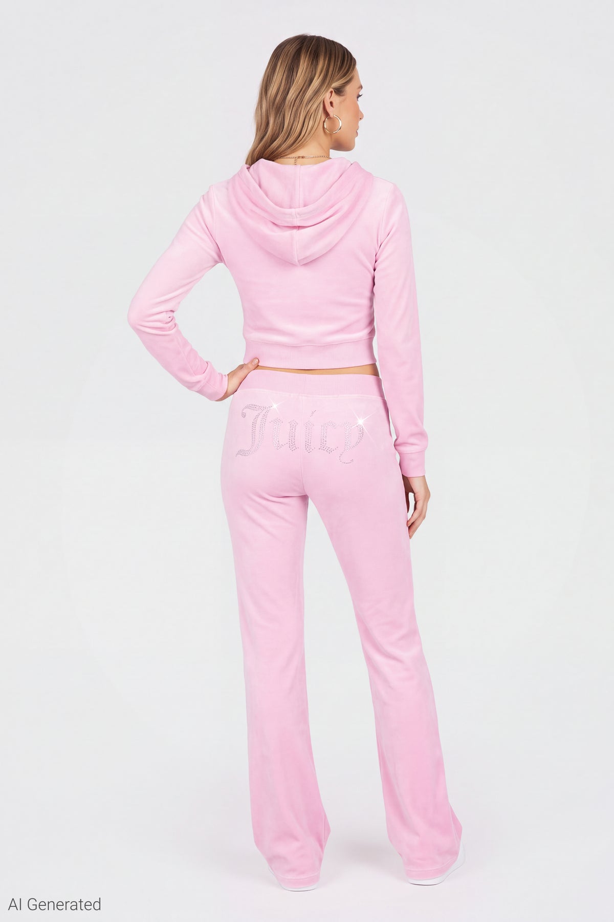 Alt View 2. Juicy Couture Velour Hoodie & Sweatpant Set - Light Pink