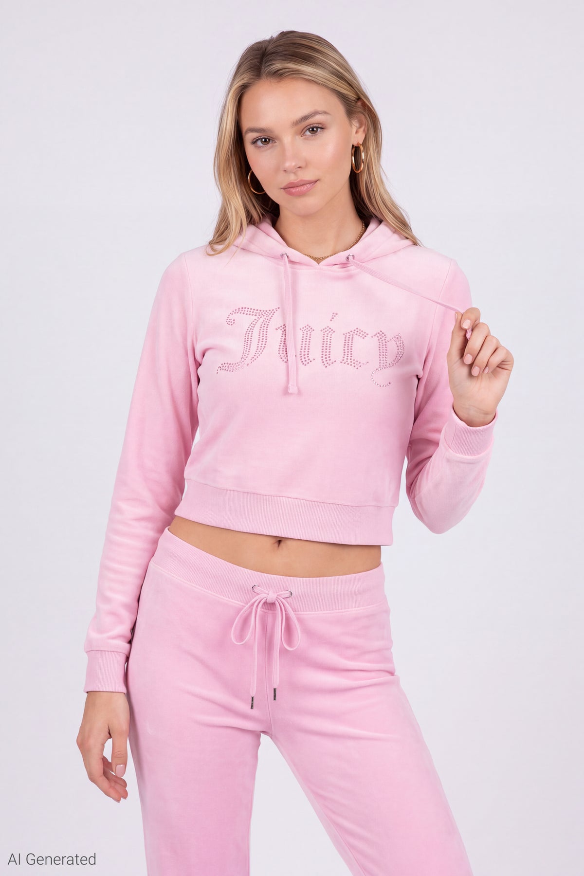 Alt View 3. Juicy Couture Velour Hoodie & Sweatpant Set - Light Pink