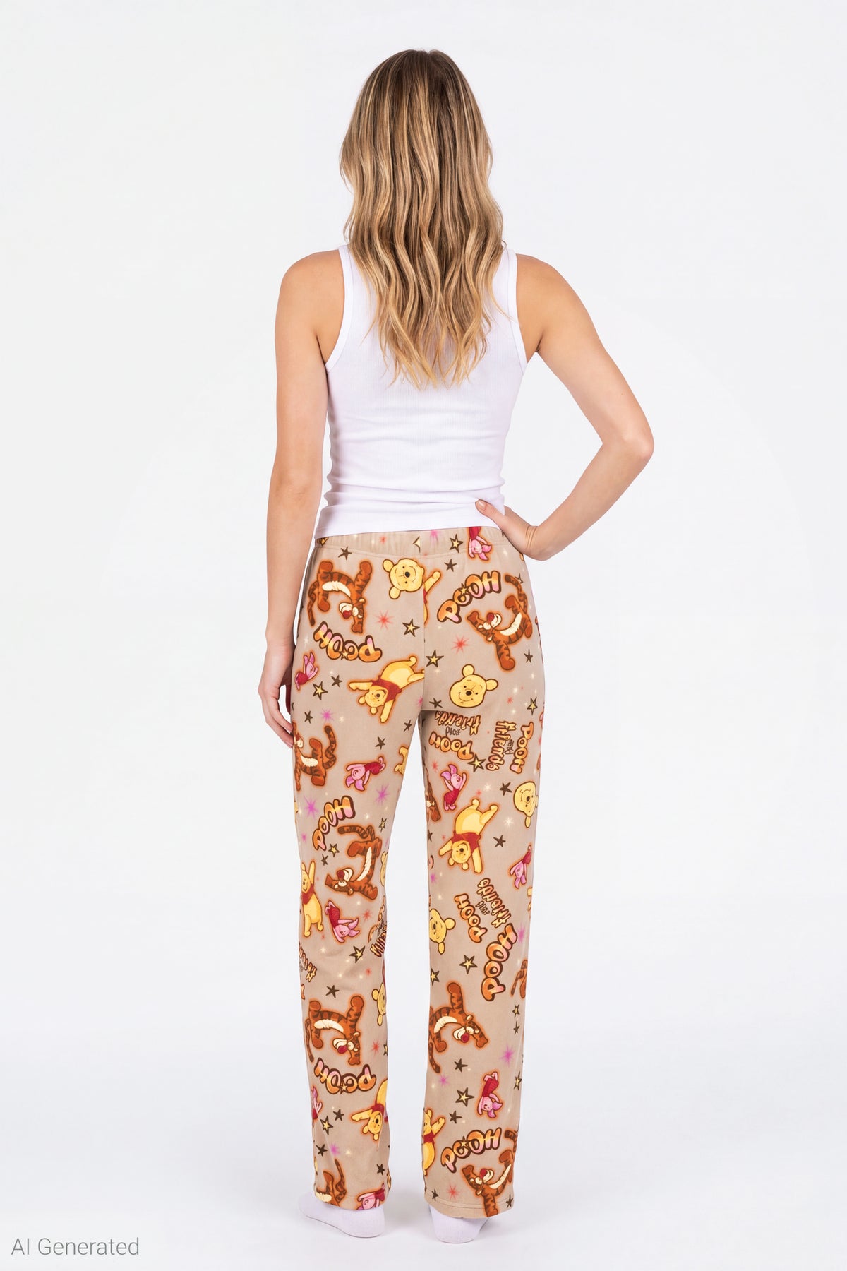 Alt View 2. Winnie the Pooh Plush Pajama Pant - Natural