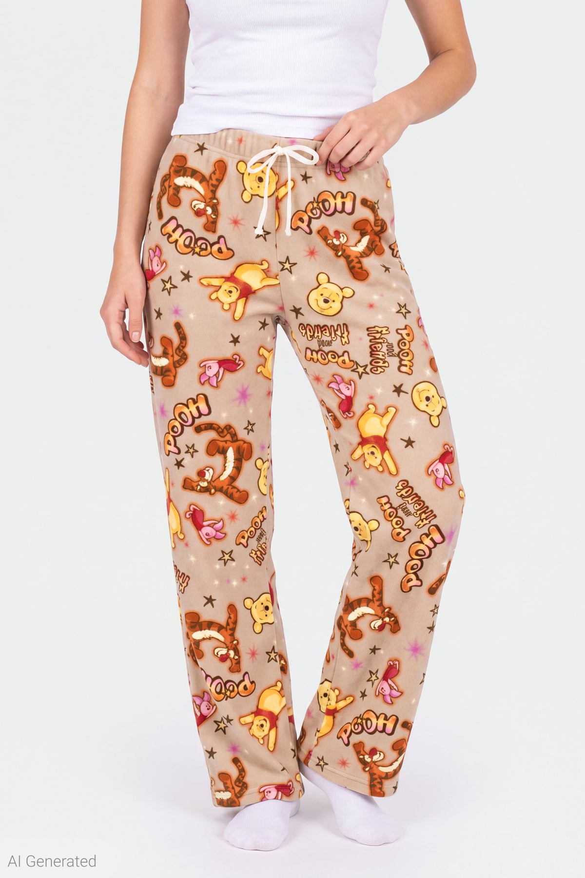 Alt View 3. Winnie the Pooh Plush Pajama Pant - Natural