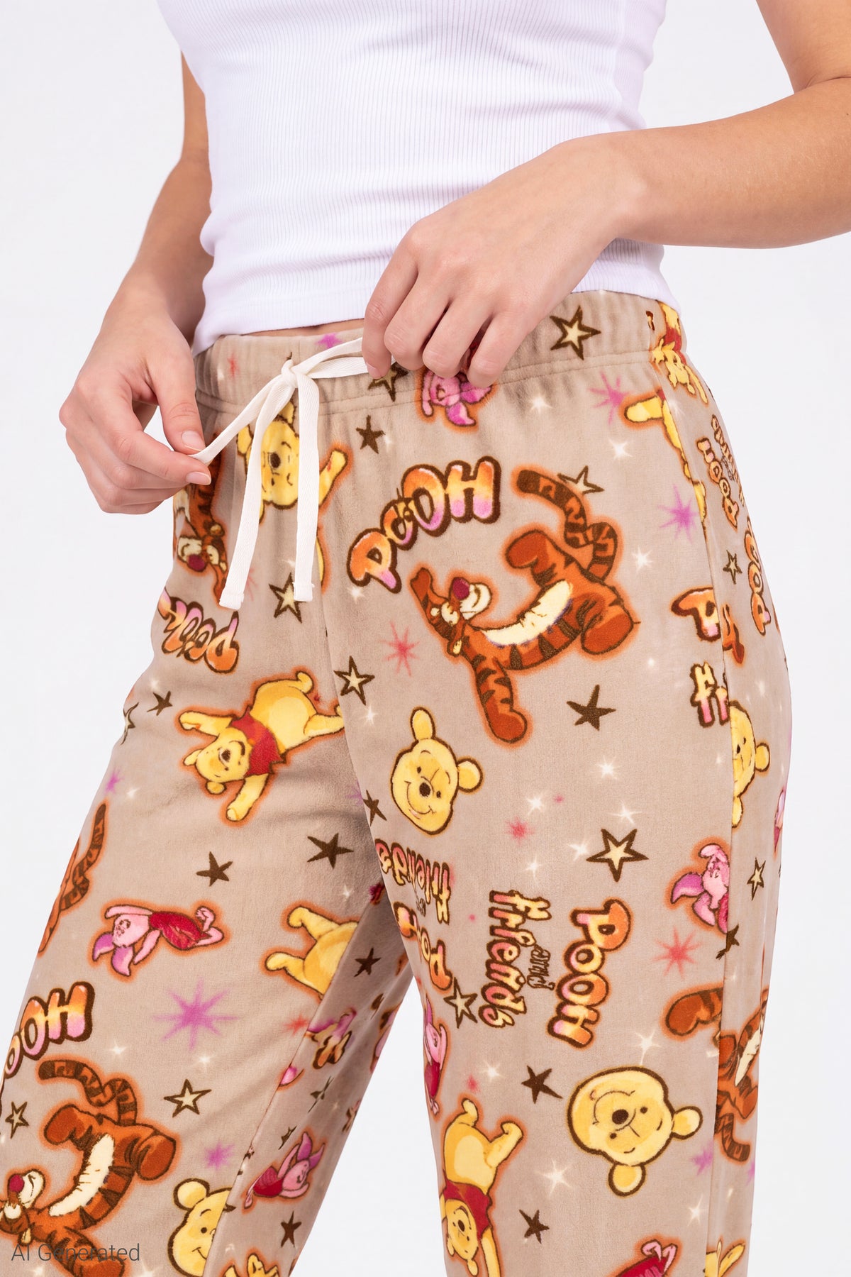 Alt View 4. Winnie the Pooh Plush Pajama Pant - Natural