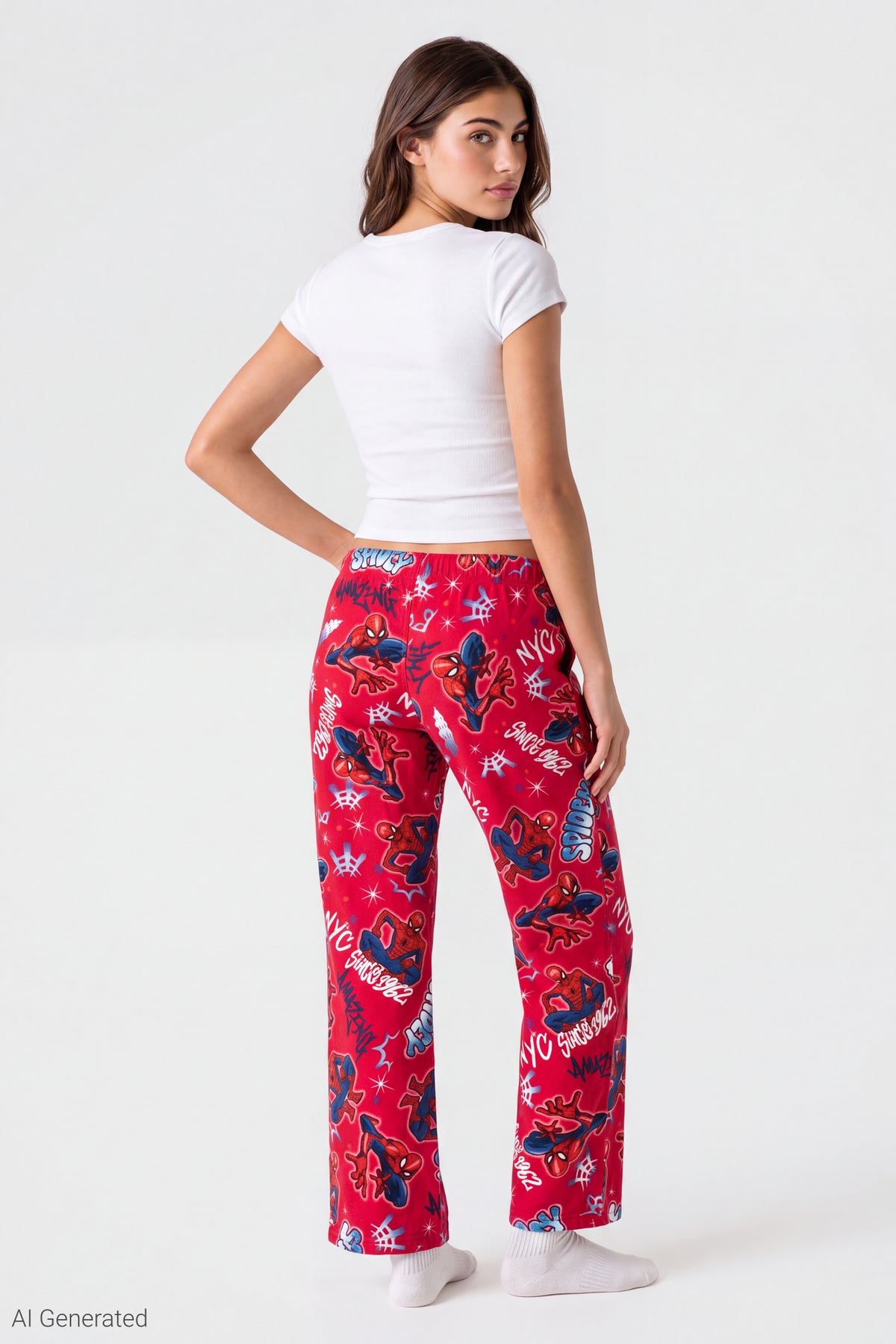 Alt View 3. Spider-Man Plush Pajama Pant - Red