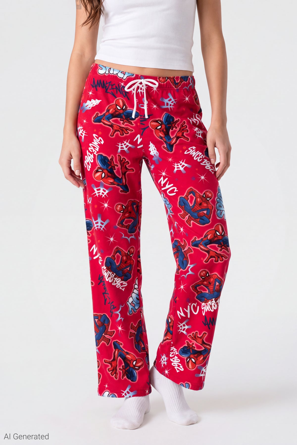 Alt View 2. Spider-Man Plush Pajama Pant - Red