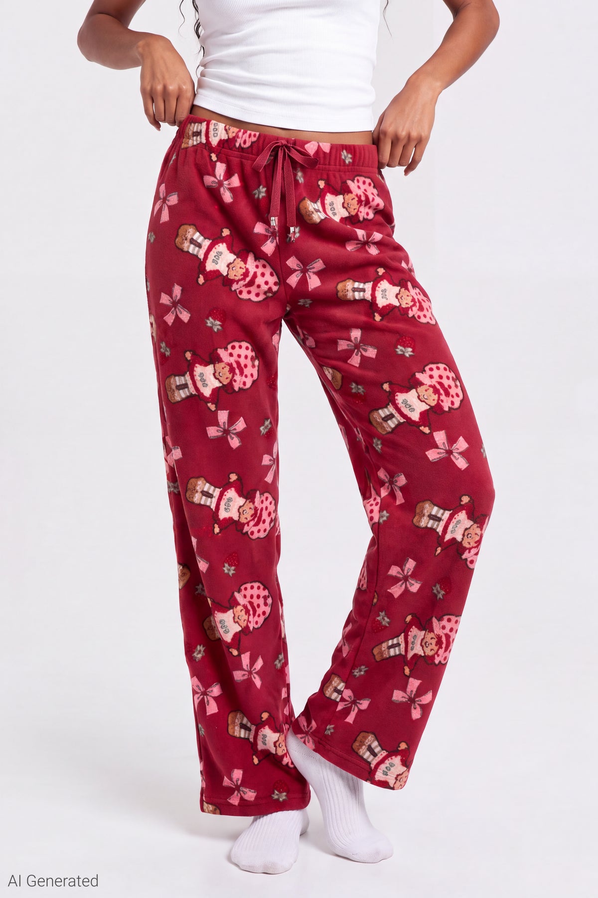 Alt View 3. Strawberry Shortcake Plush Pajama Pant - Red
