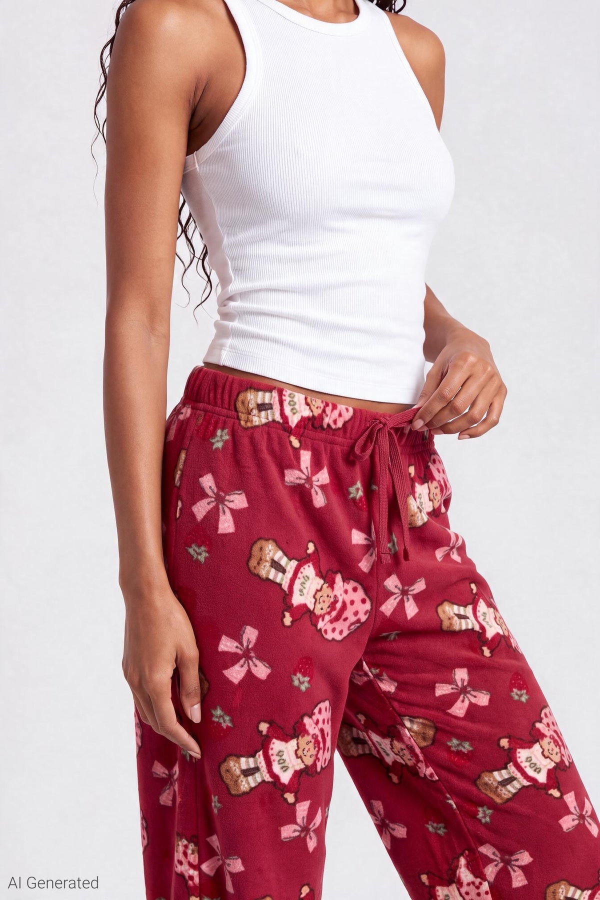 Alt View 4. Strawberry Shortcake Plush Pajama Pant - Red