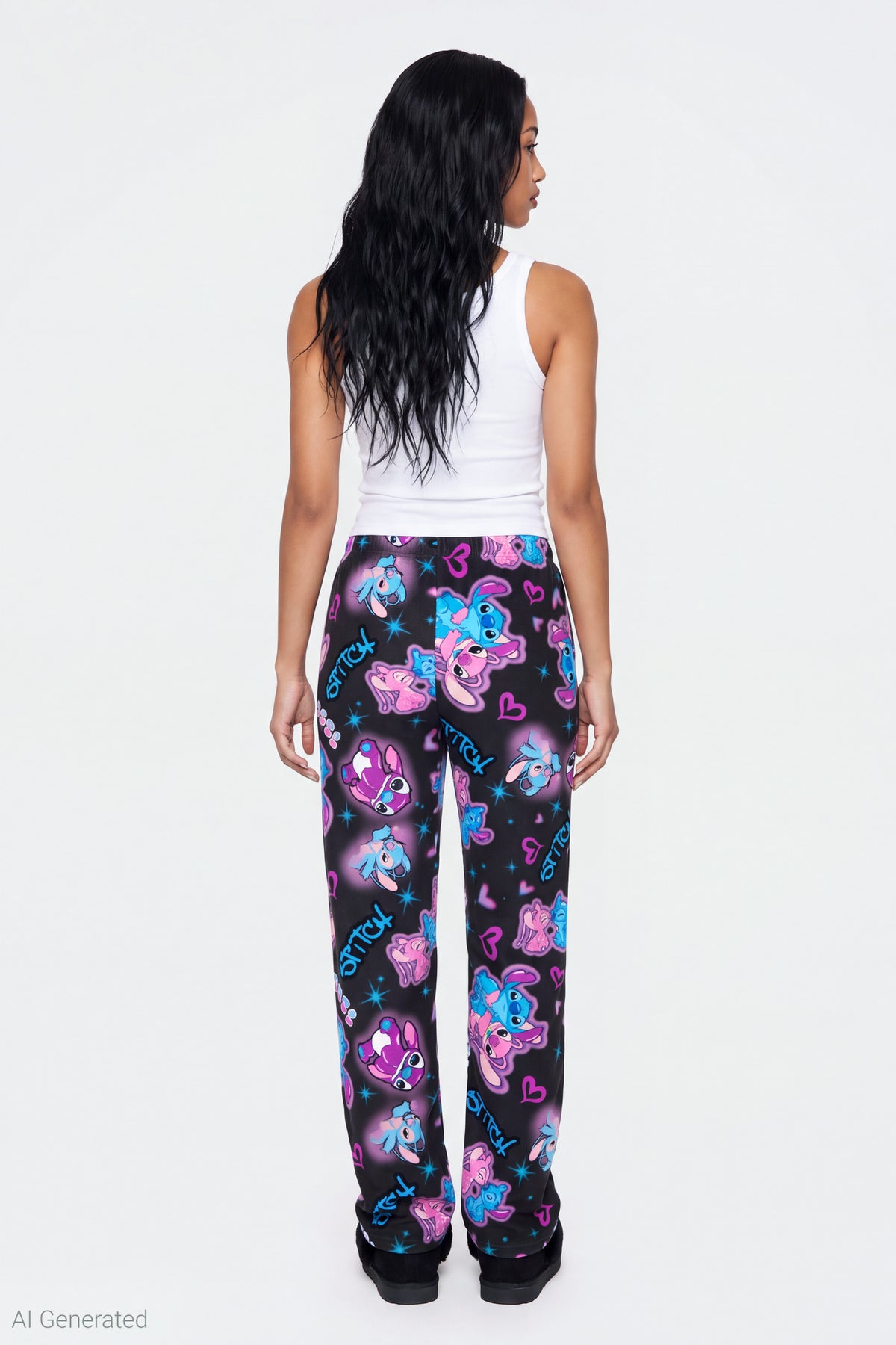 Alt View 2. Stitch & Angel Plush Pajama Pant - Black