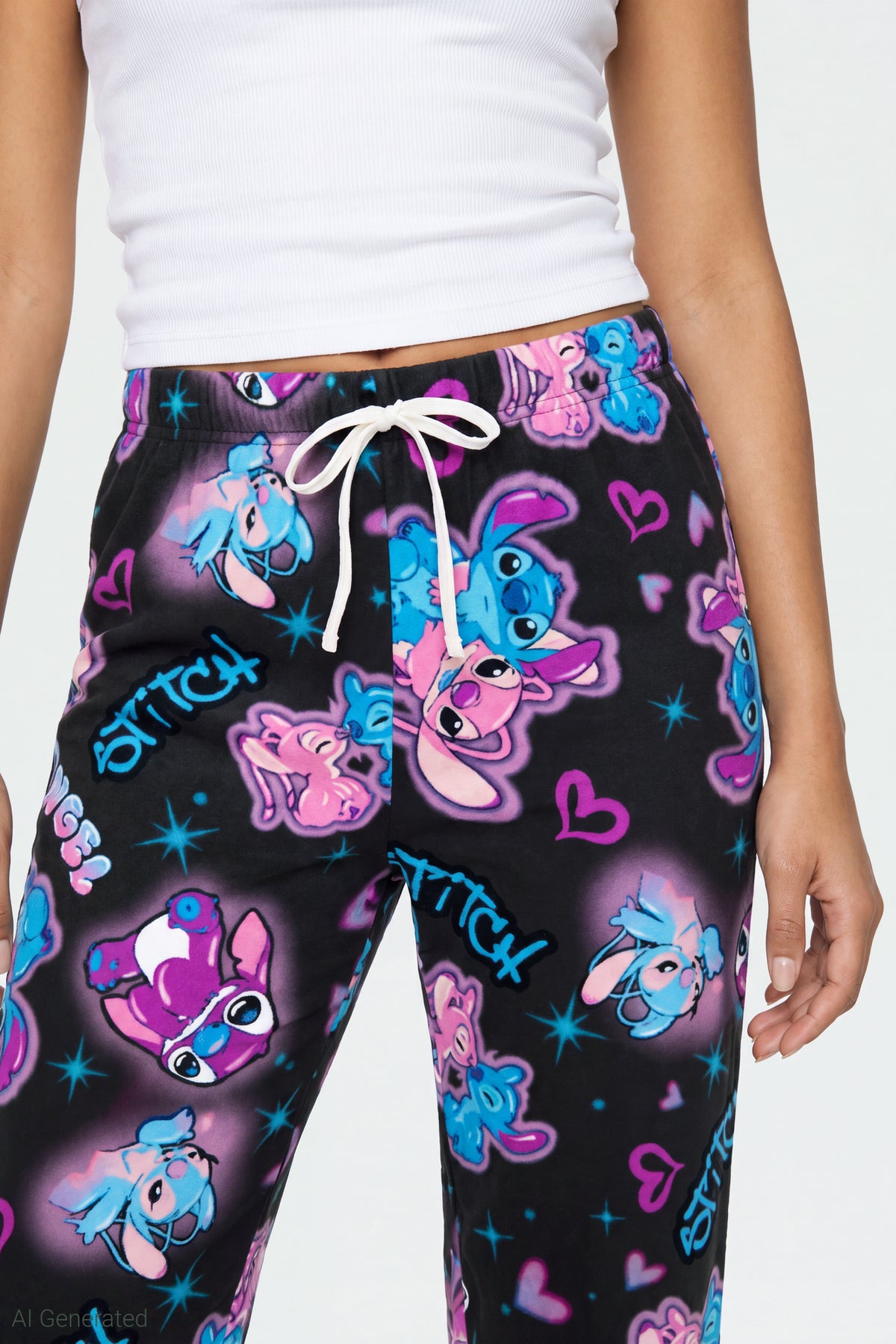 Alt View 4. Stitch & Angel Plush Pajama Pant - Black