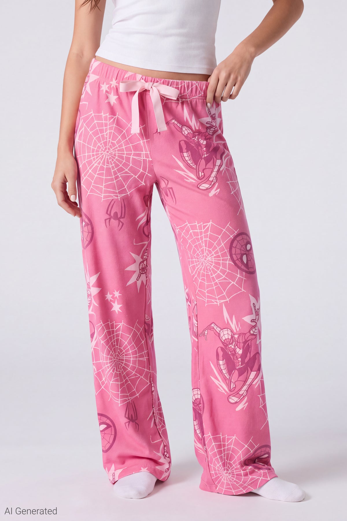 Alt View 3. Spider-Man Plush Pajama Pant - Pink