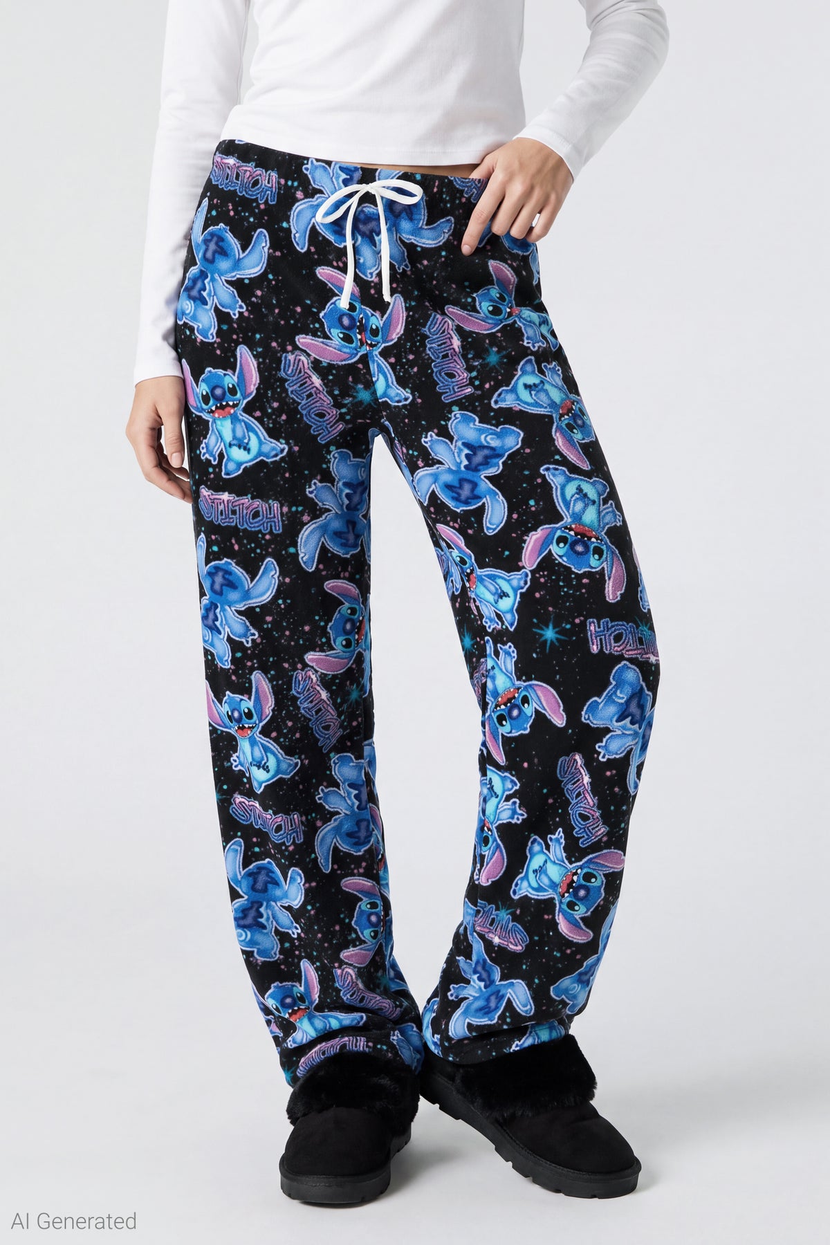 Alt View 3. Stitch Plush Pajama Pant - Navy