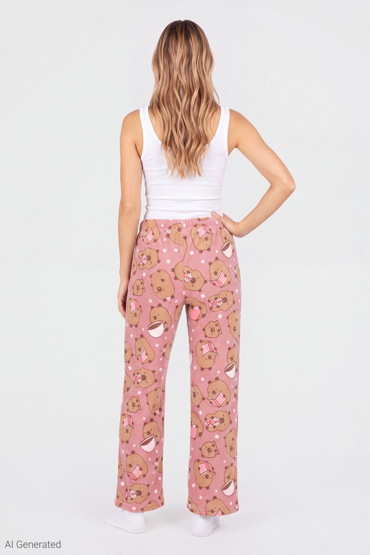 Alt View 2. Capybara Plush Pajama Pant - Pink