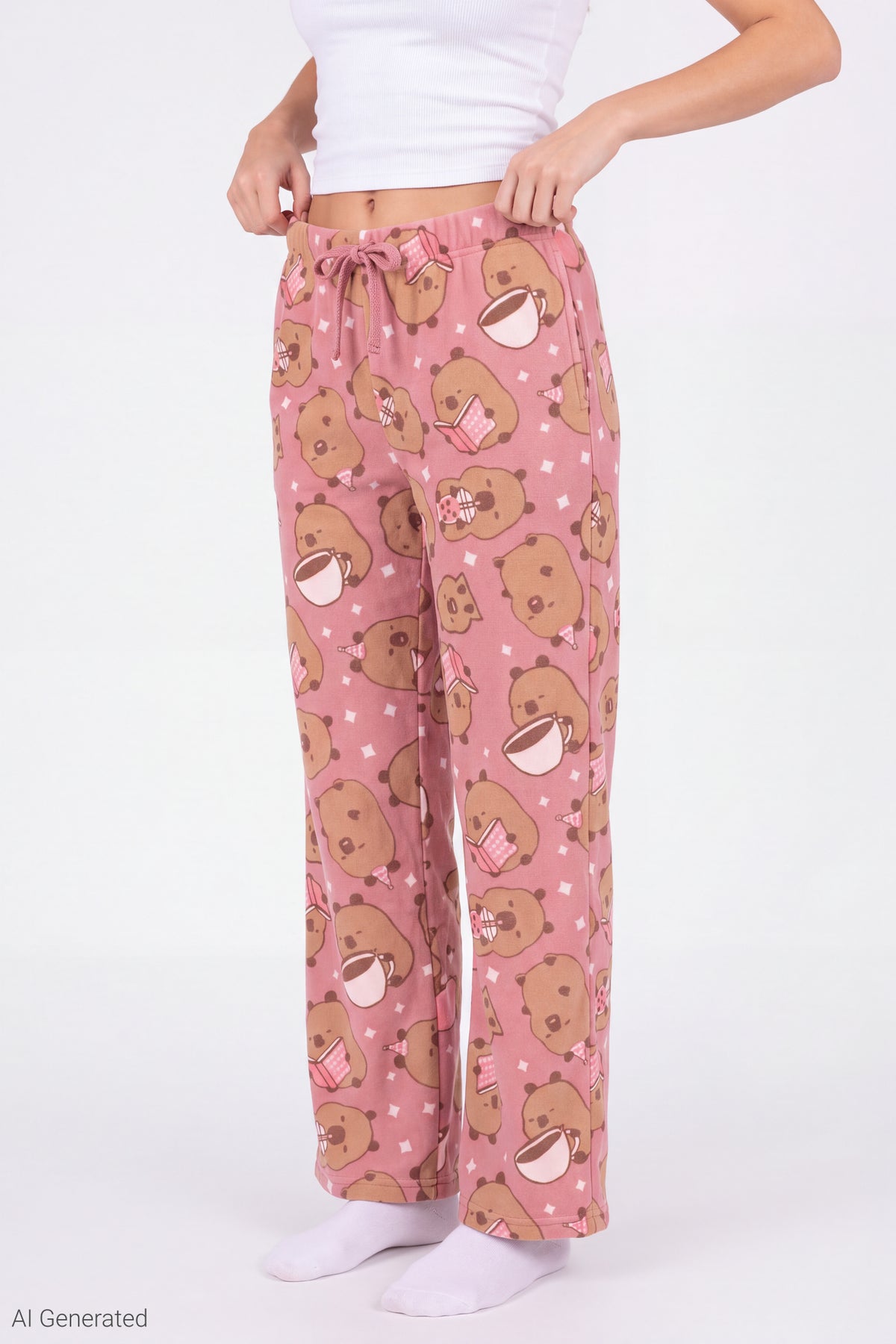 Alt View 3. Capybara Plush Pajama Pant - Pink