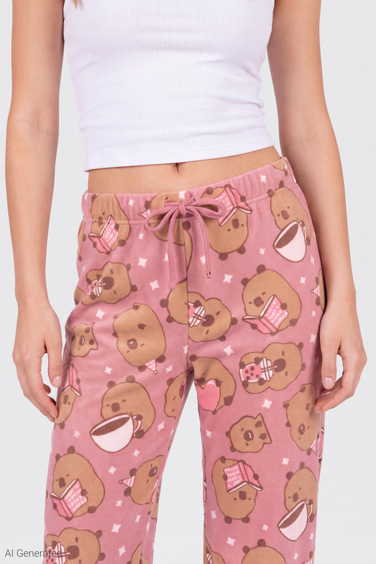 Alt View 4. Capybara Plush Pajama Pant - Pink