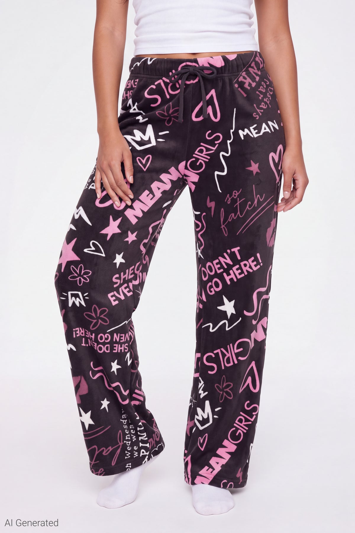 Alt View 3. Mean Girls Plush Pajama Pant - Black