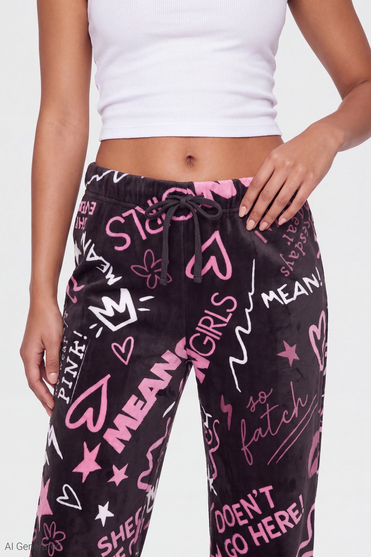 Alt View 4. Mean Girls Plush Pajama Pant - Black
