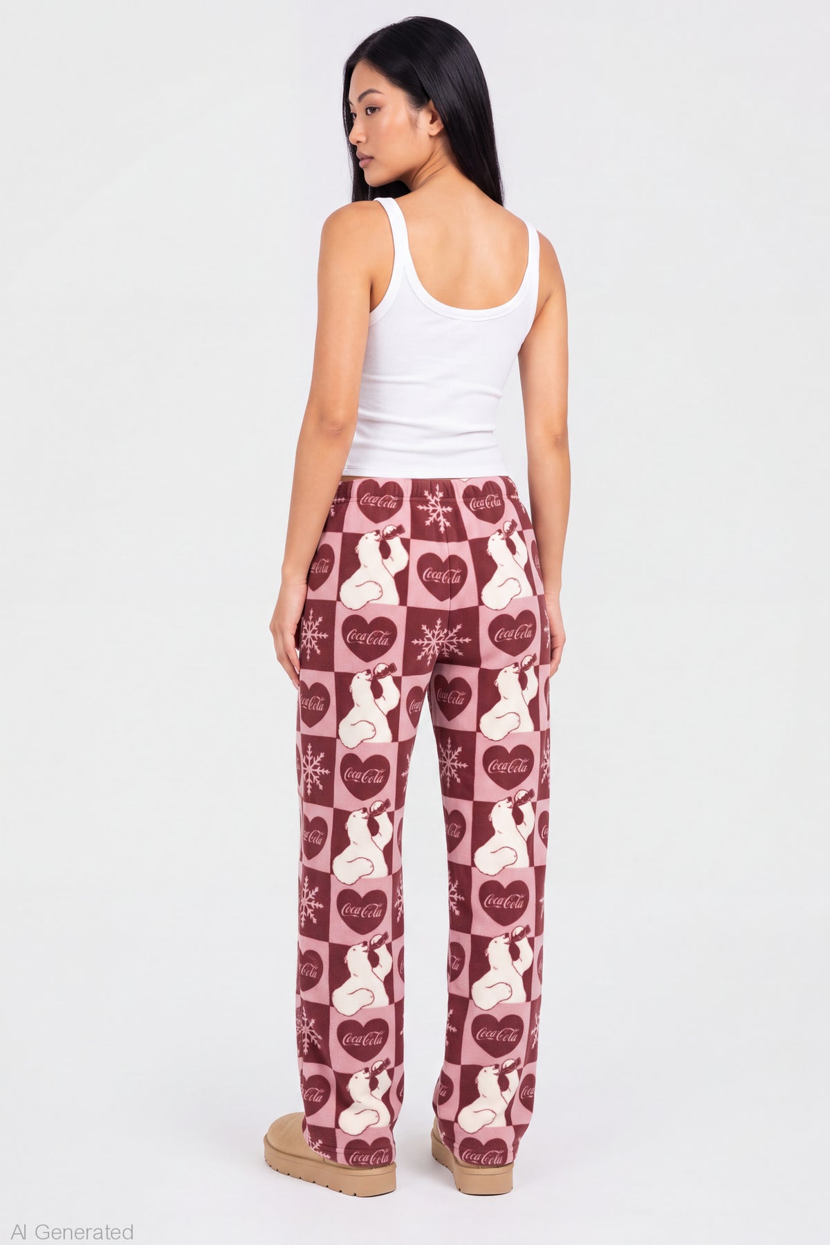 Alt View 2. Coca-Cola Plush Pajama Pant - Burgundy
