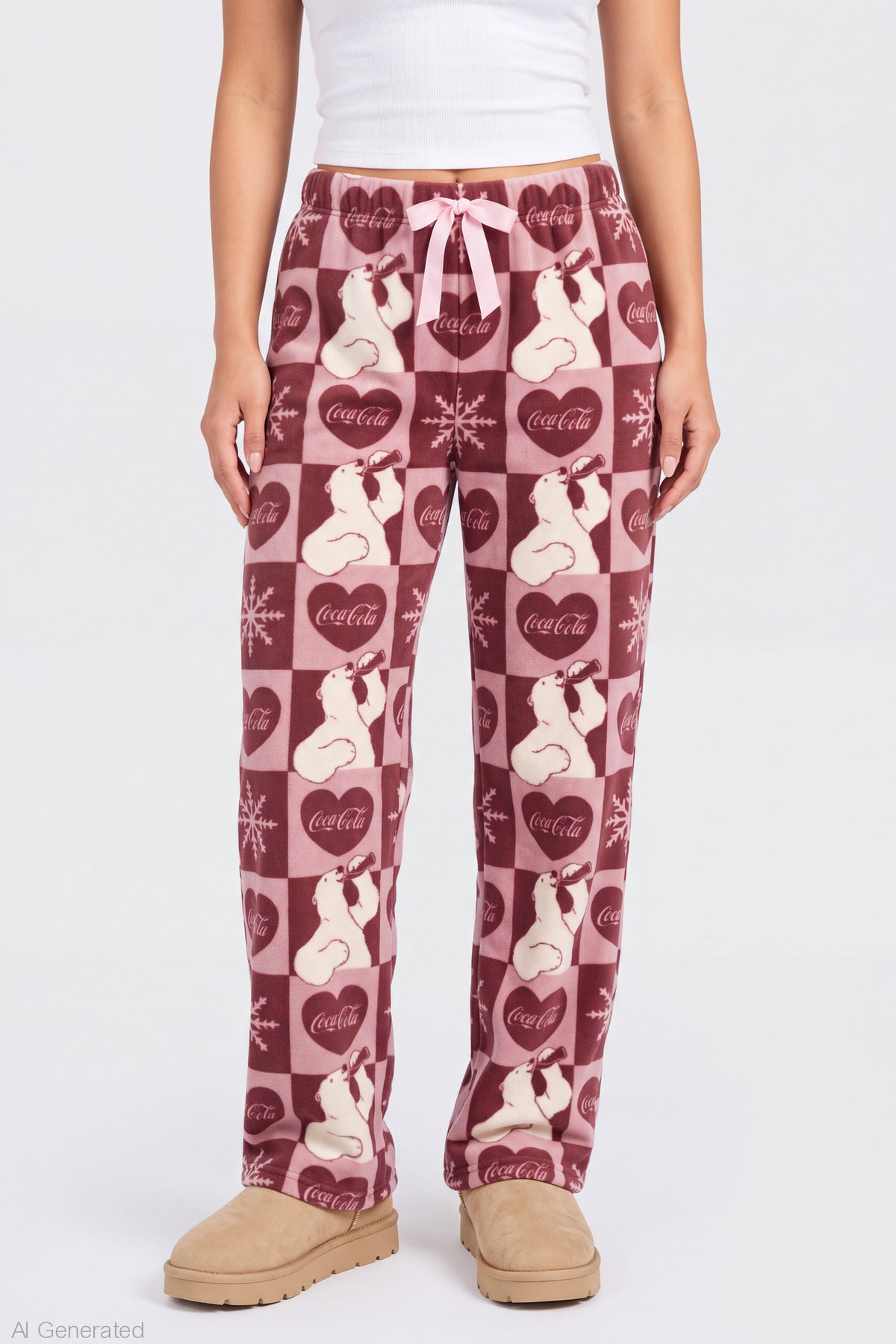 Alt View 3. Coca-Cola Plush Pajama Pant - Burgundy
