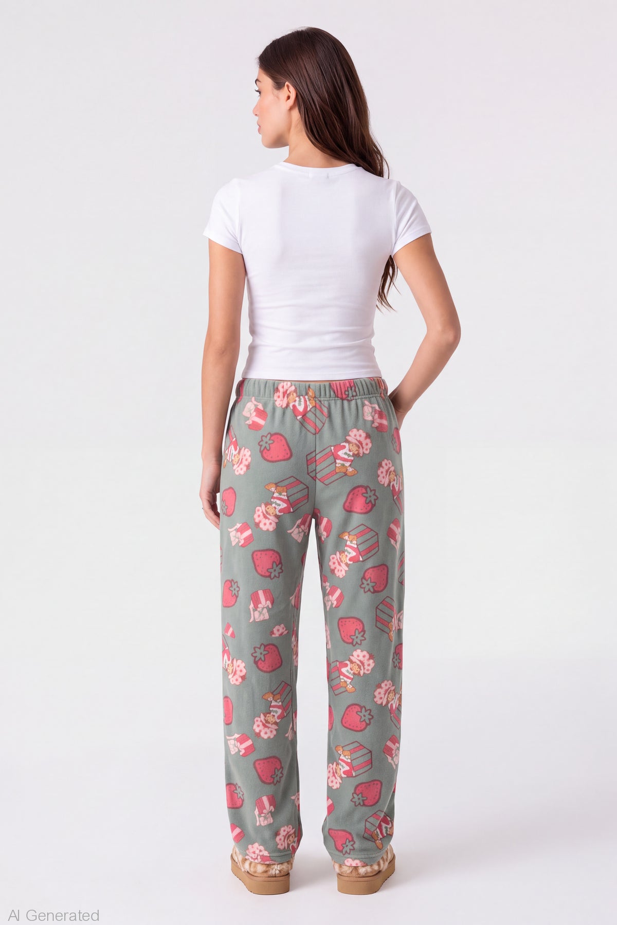 Alt View 2. Strawberry Shortcake Christmas Plush Pajama Pant - Green