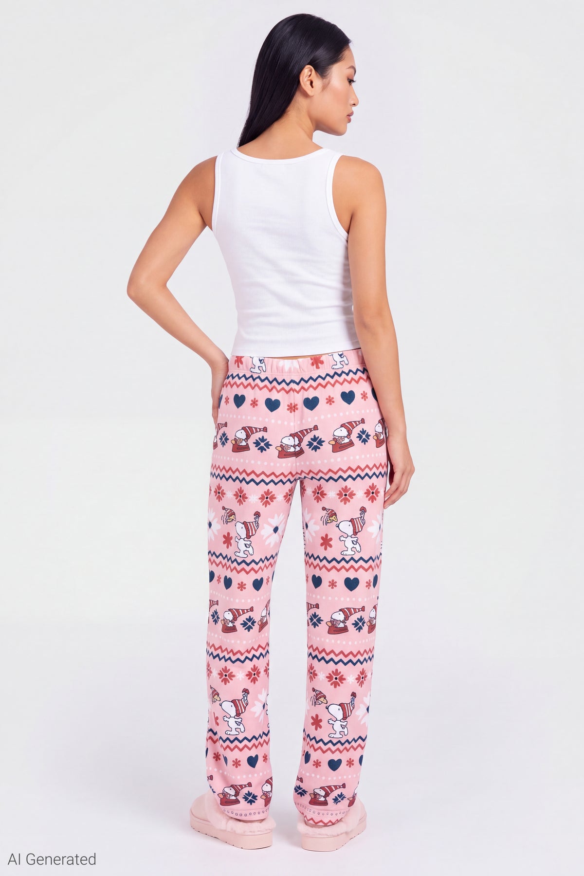 Alt View 2. Peanuts Snoopy Christmas Pajama Pant - Light Pink