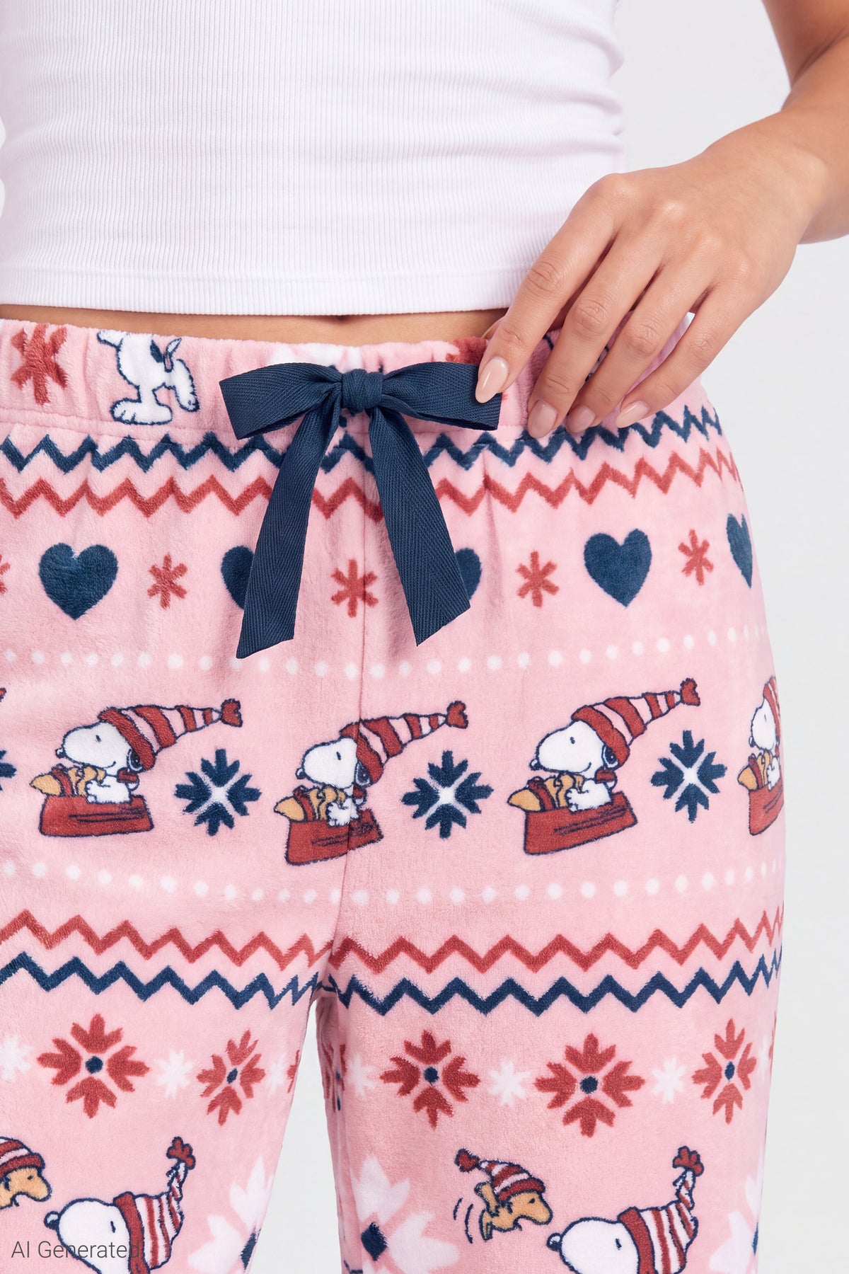 Alt View 4. Peanuts Snoopy Christmas Pajama Pant - Light Pink