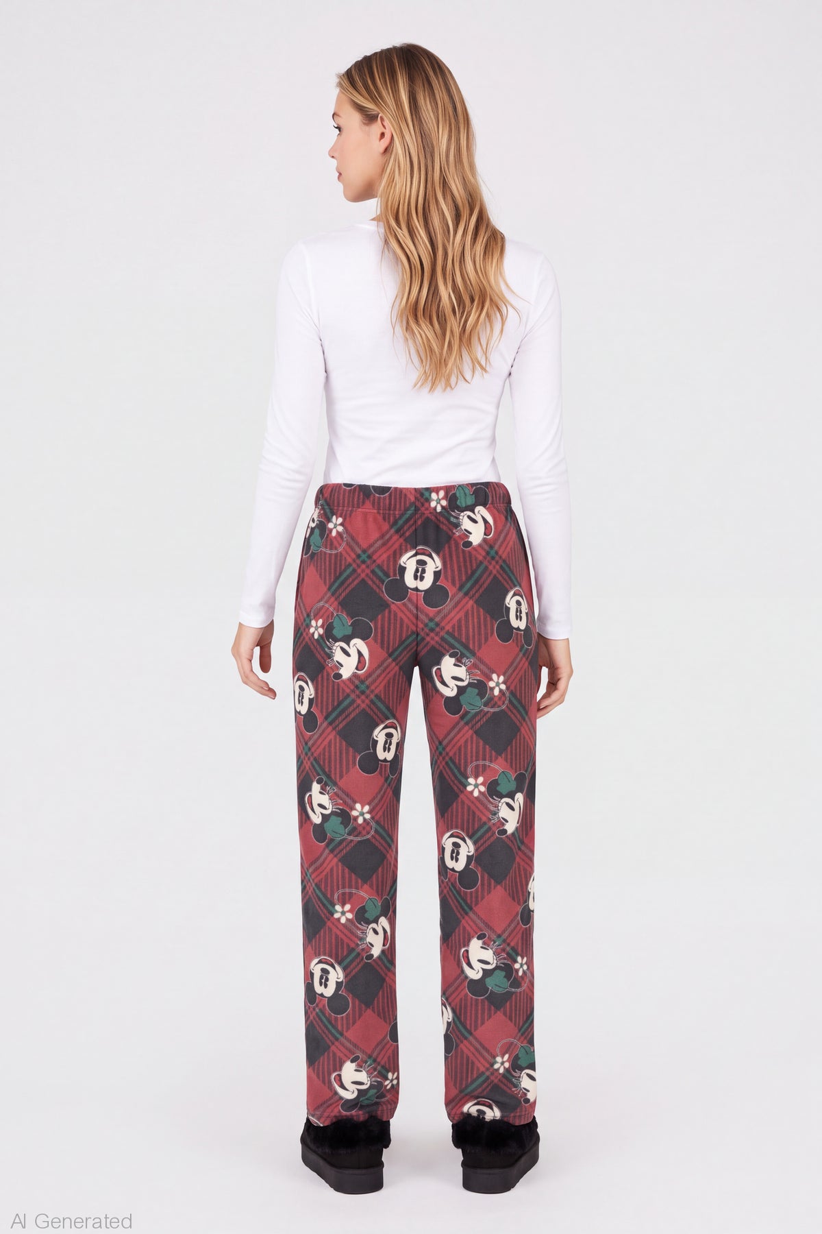 Alt View 2. Mickey & Minnie Plush Pajama Pant - Red