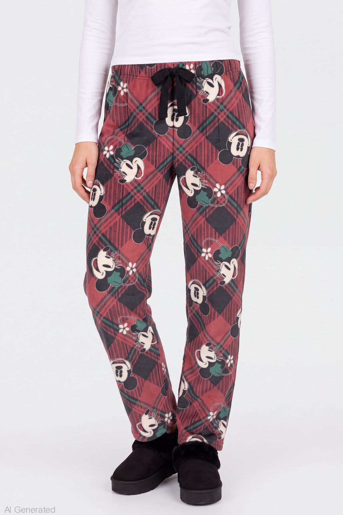 Alt View 3. Mickey & Minnie Plush Pajama Pant - Red