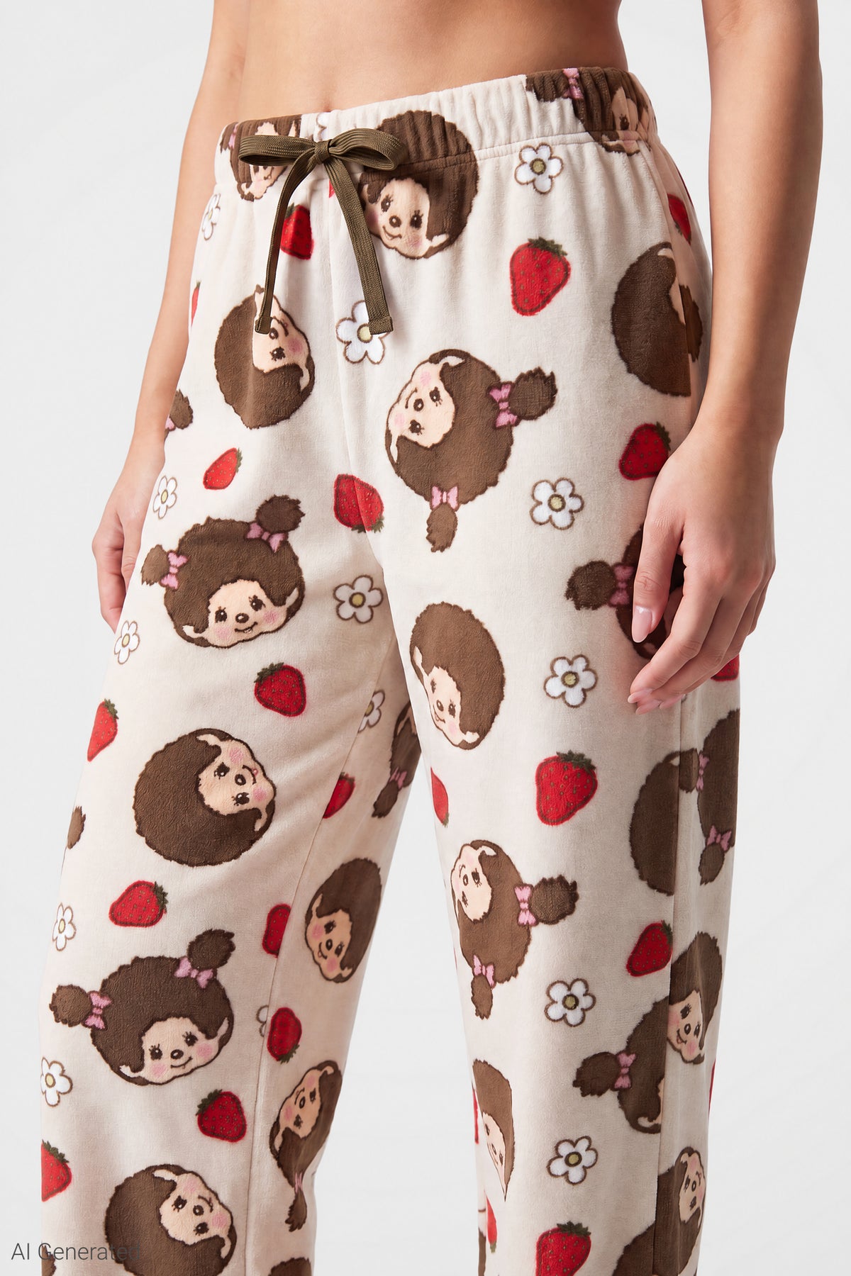 Alt View 4. Monchhichi Plush Pajama Pant - Cream
