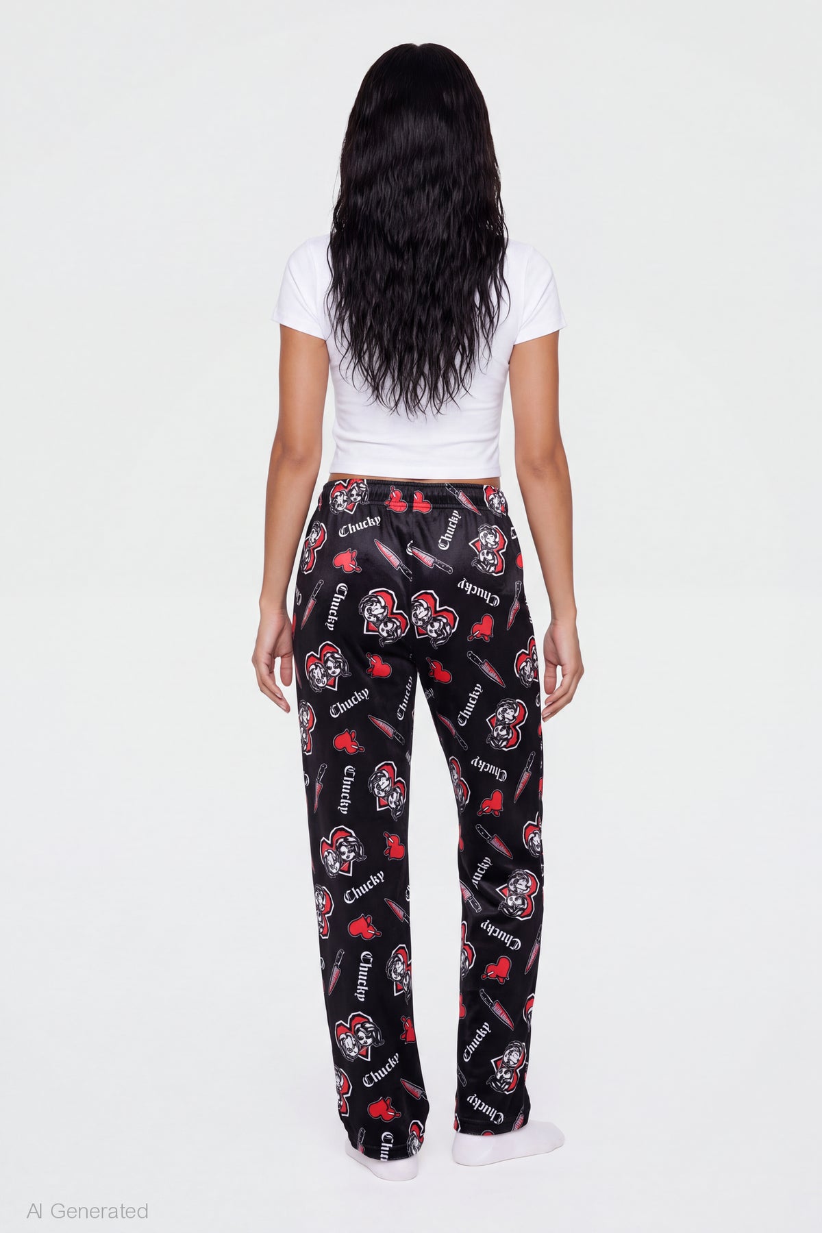 Alt View 2. Chucky Plush Pajama Pant - Black