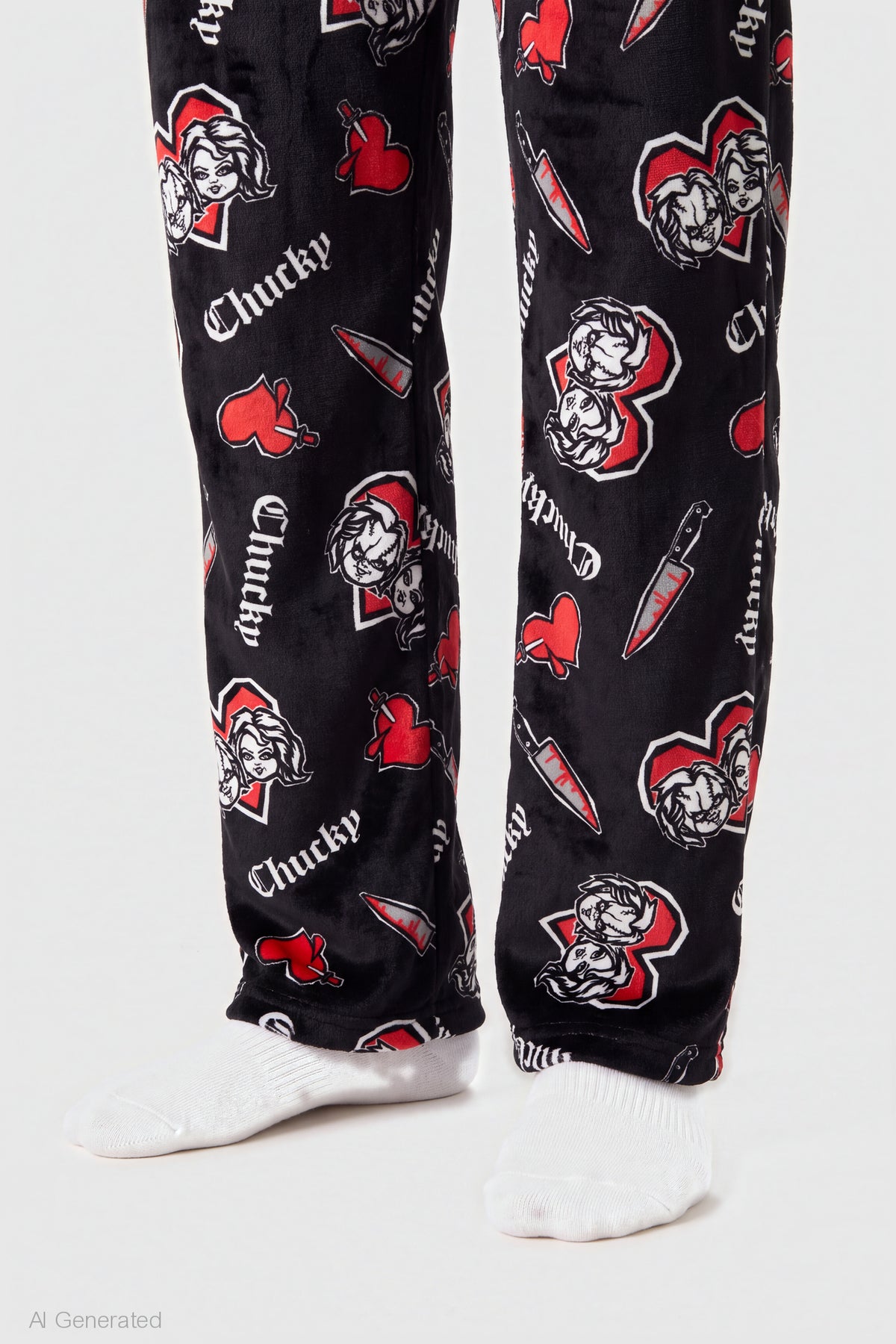 Alt View 4. Chucky Plush Pajama Pant - Black