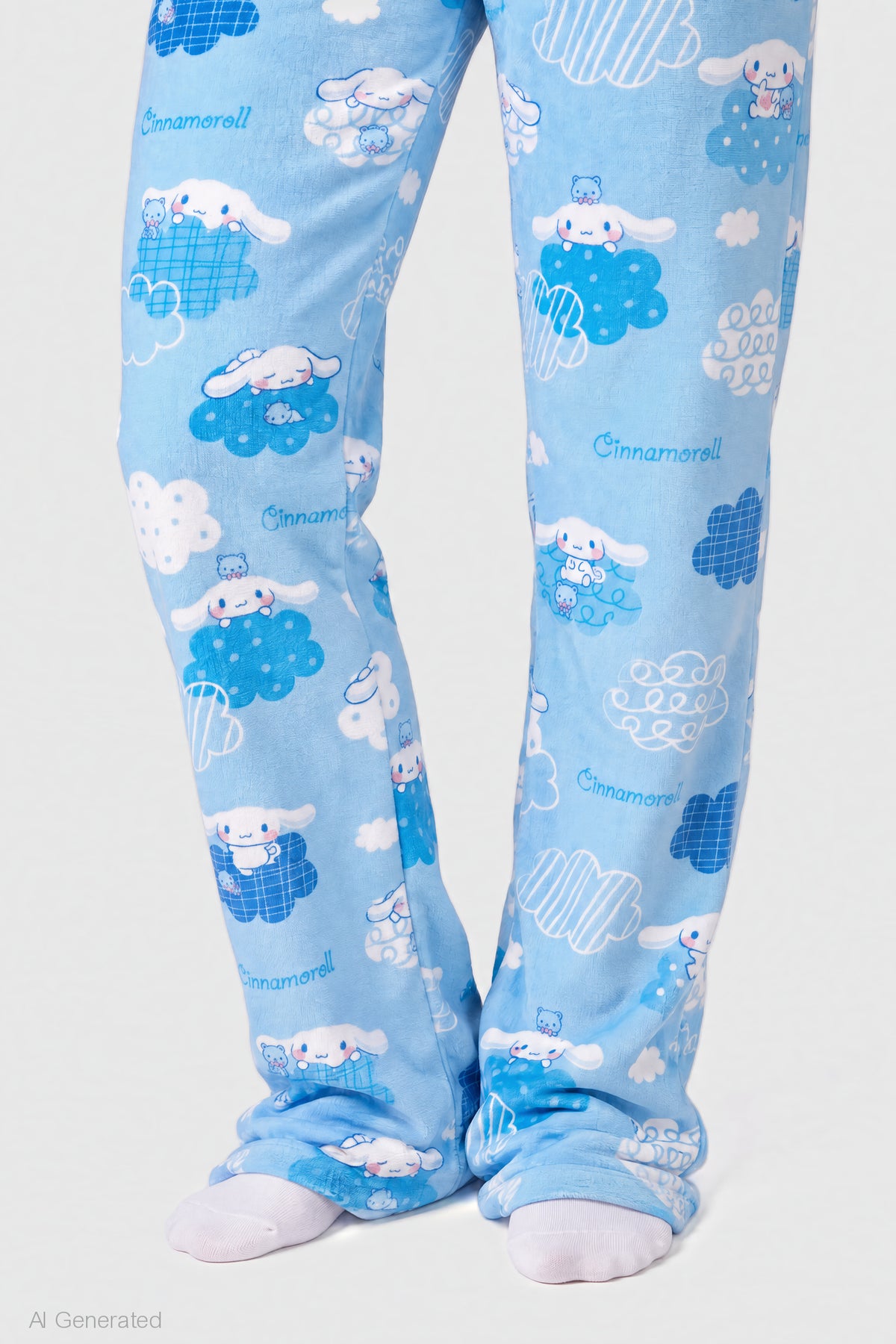 Alt View 4. Cinnamoroll Plush Pajama Pant - Light Blue
