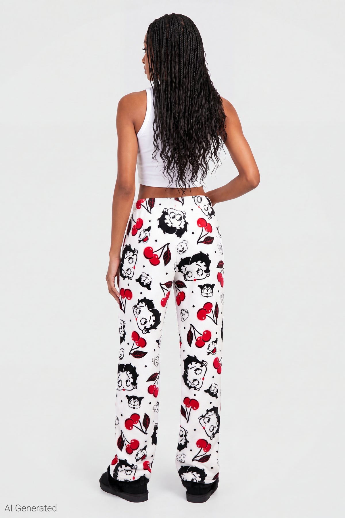 Alt View 2. Betty Boop Plush Pajama Pant - White