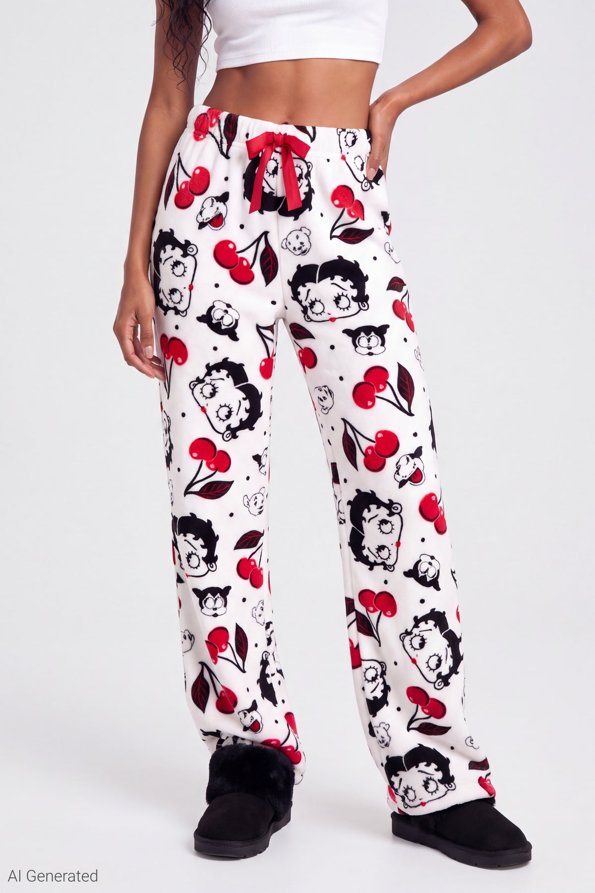 Alt View 3. Betty Boop Plush Pajama Pant - White