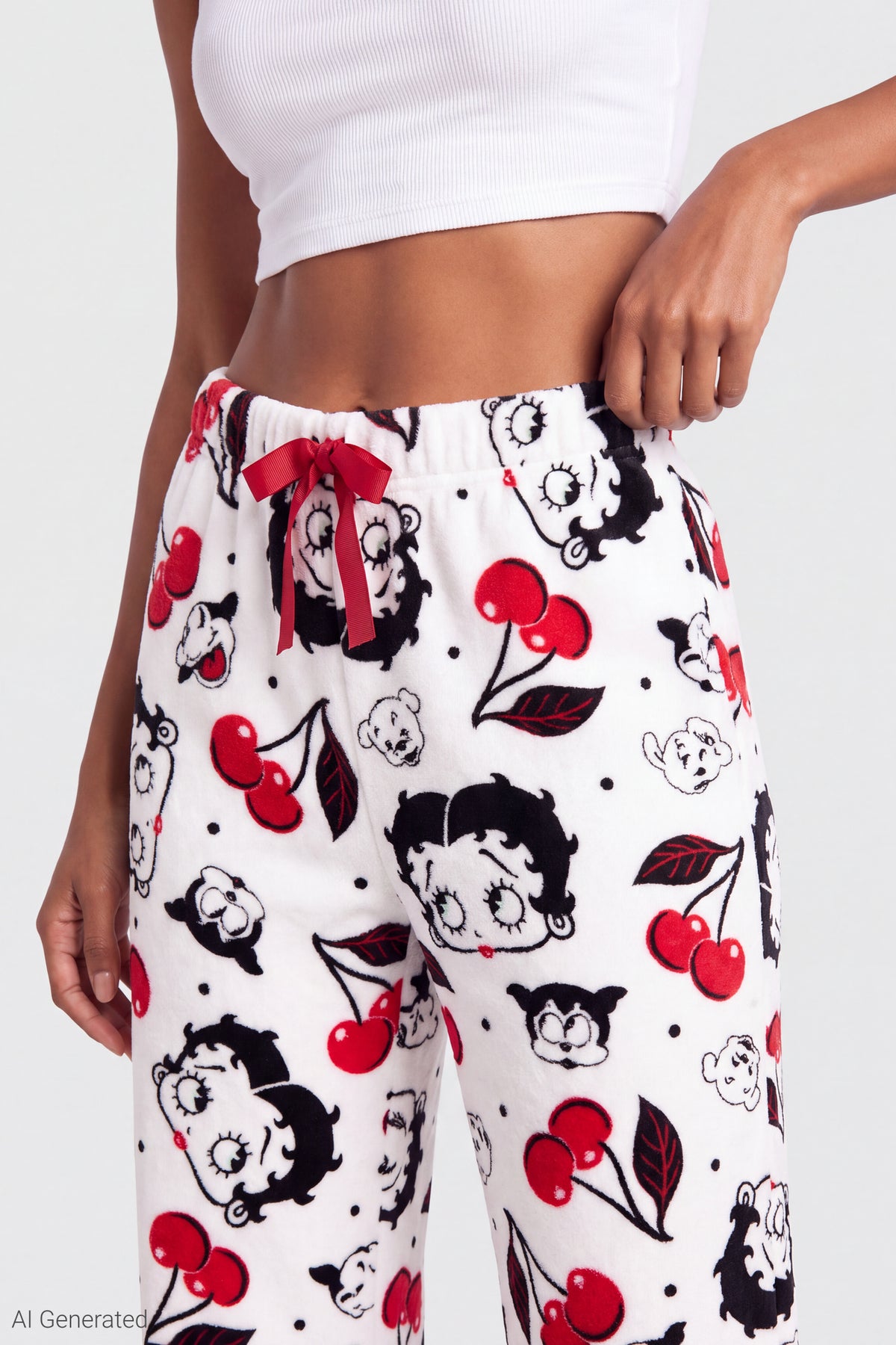 Alt View 4. Betty Boop Plush Pajama Pant - White