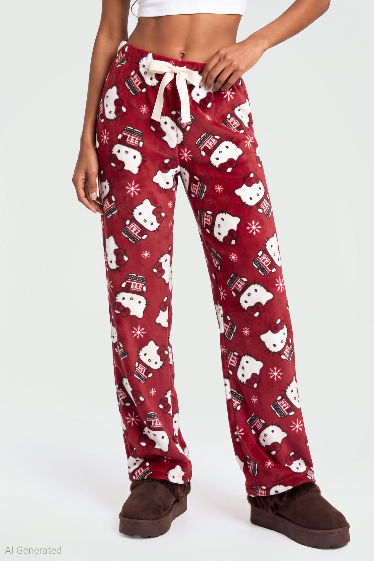 Alt View 3. Hello Kitty Christmas Pajama Pant - Red